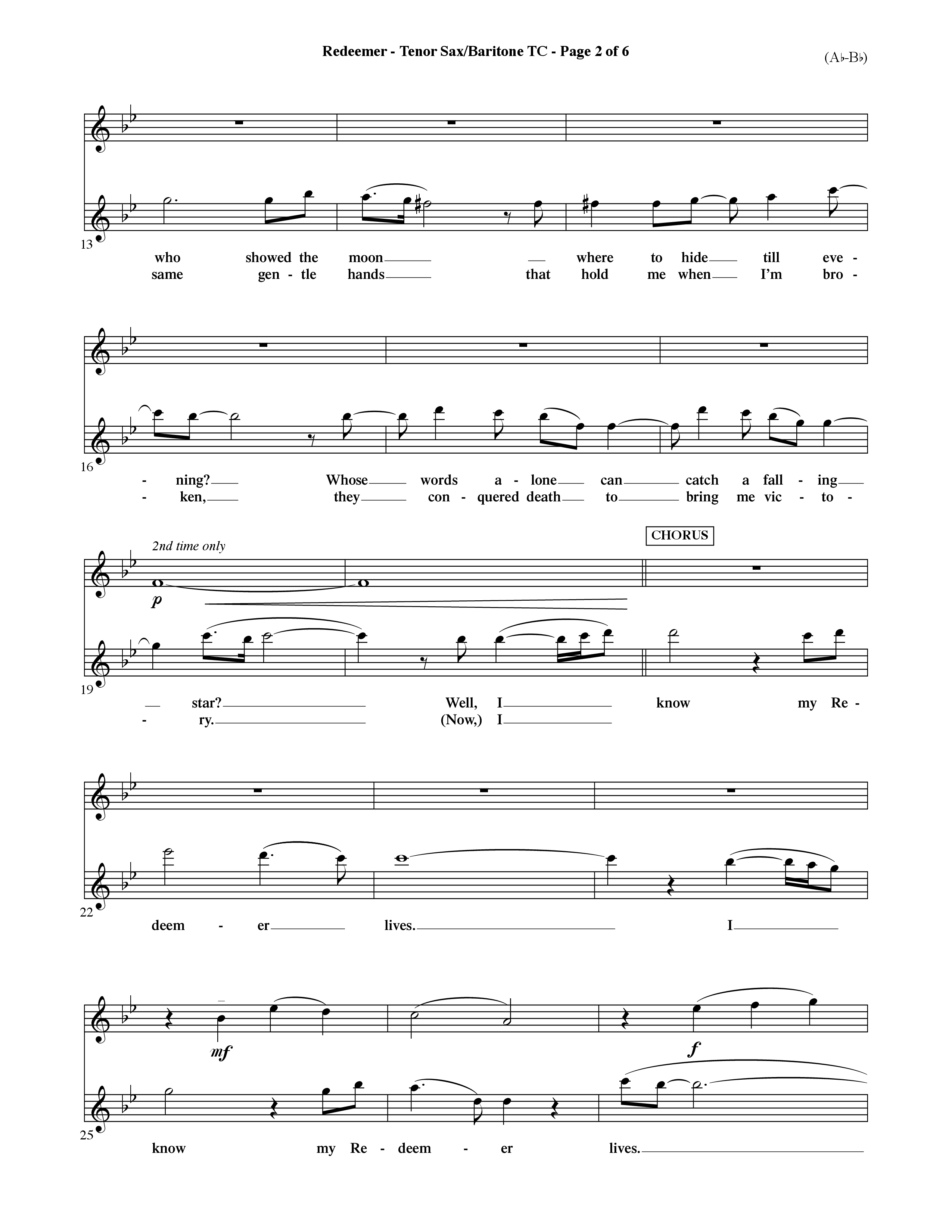 Redeemer (Choral Anthem SATB) Tenor Sax/Baritone T.C. (Word Music Choral / Orch. David Shipps)