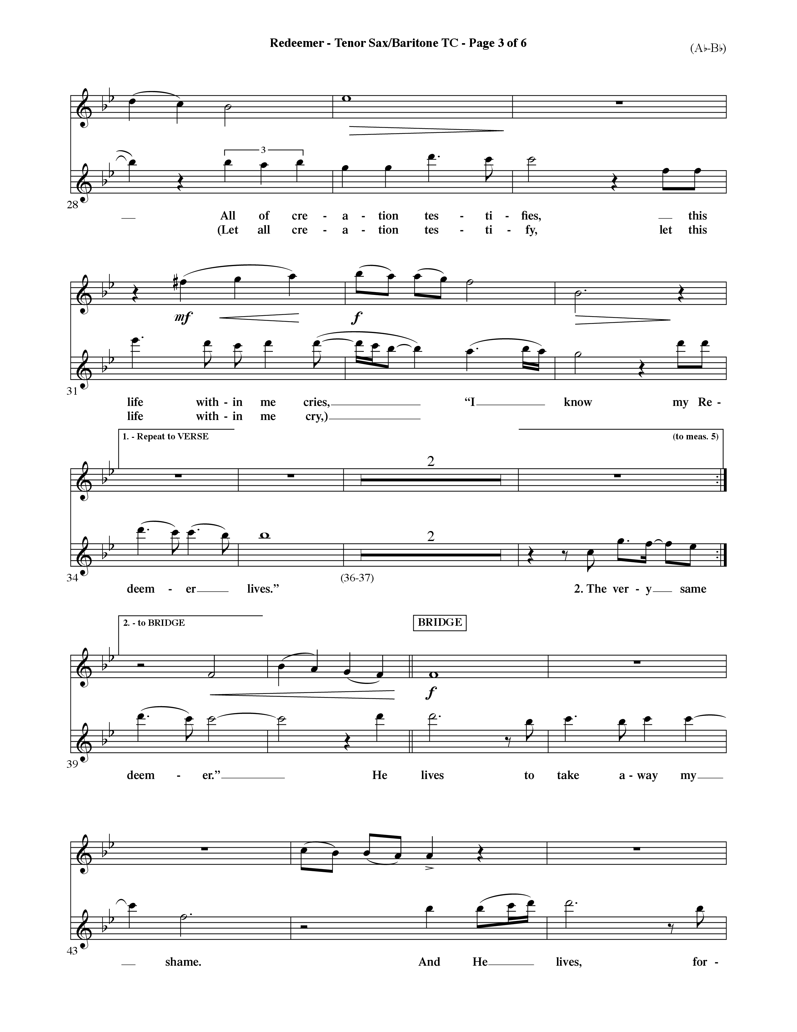 Redeemer (Choral Anthem SATB) Tenor Sax/Baritone T.C. (Word Music Choral / Orch. David Shipps)