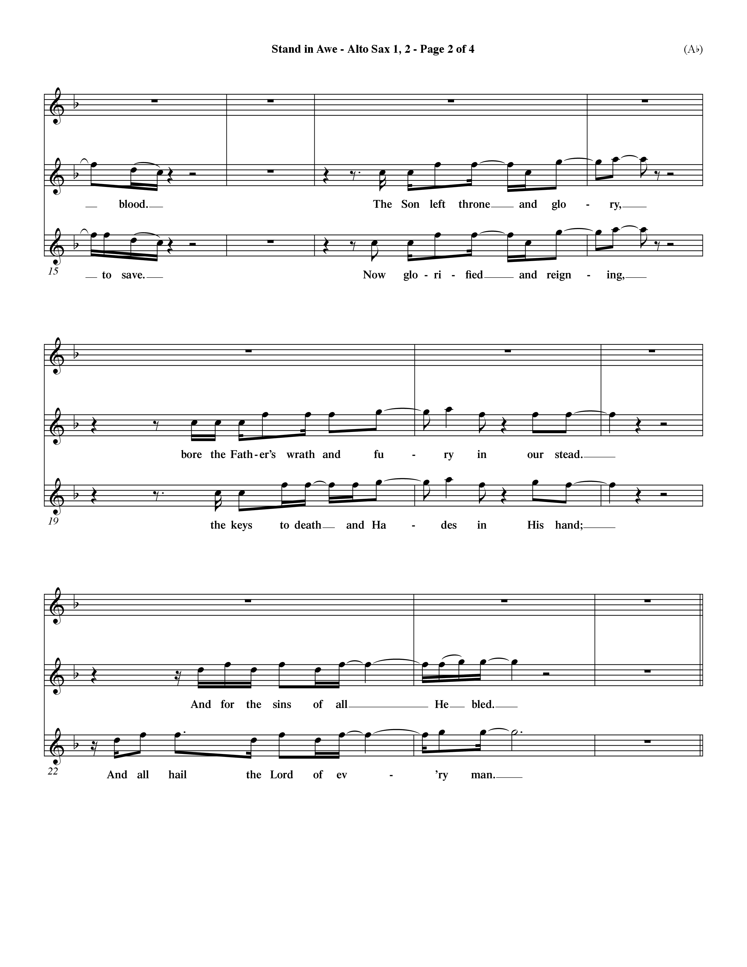 Stand In Awe (Choral Anthem SATB) Alto Sax 1/2 (Word Music Choral / Orch. Dave Williamson)