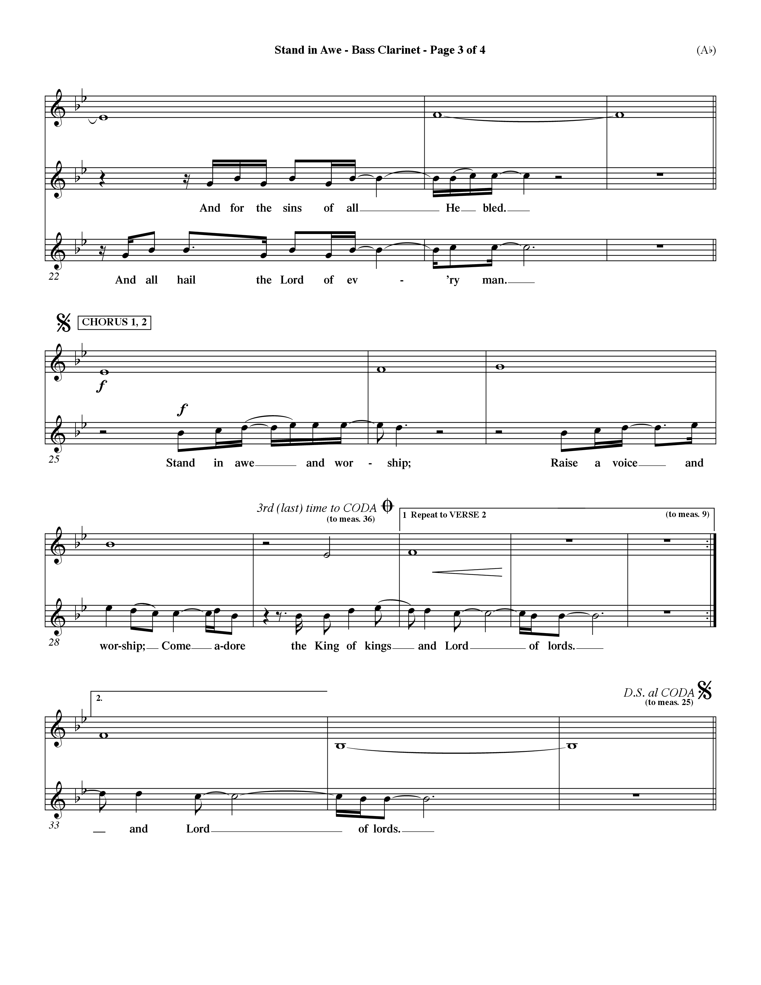 Stand In Awe (Choral Anthem SATB) Bass Clarinet (Word Music Choral / Orch. Dave Williamson)