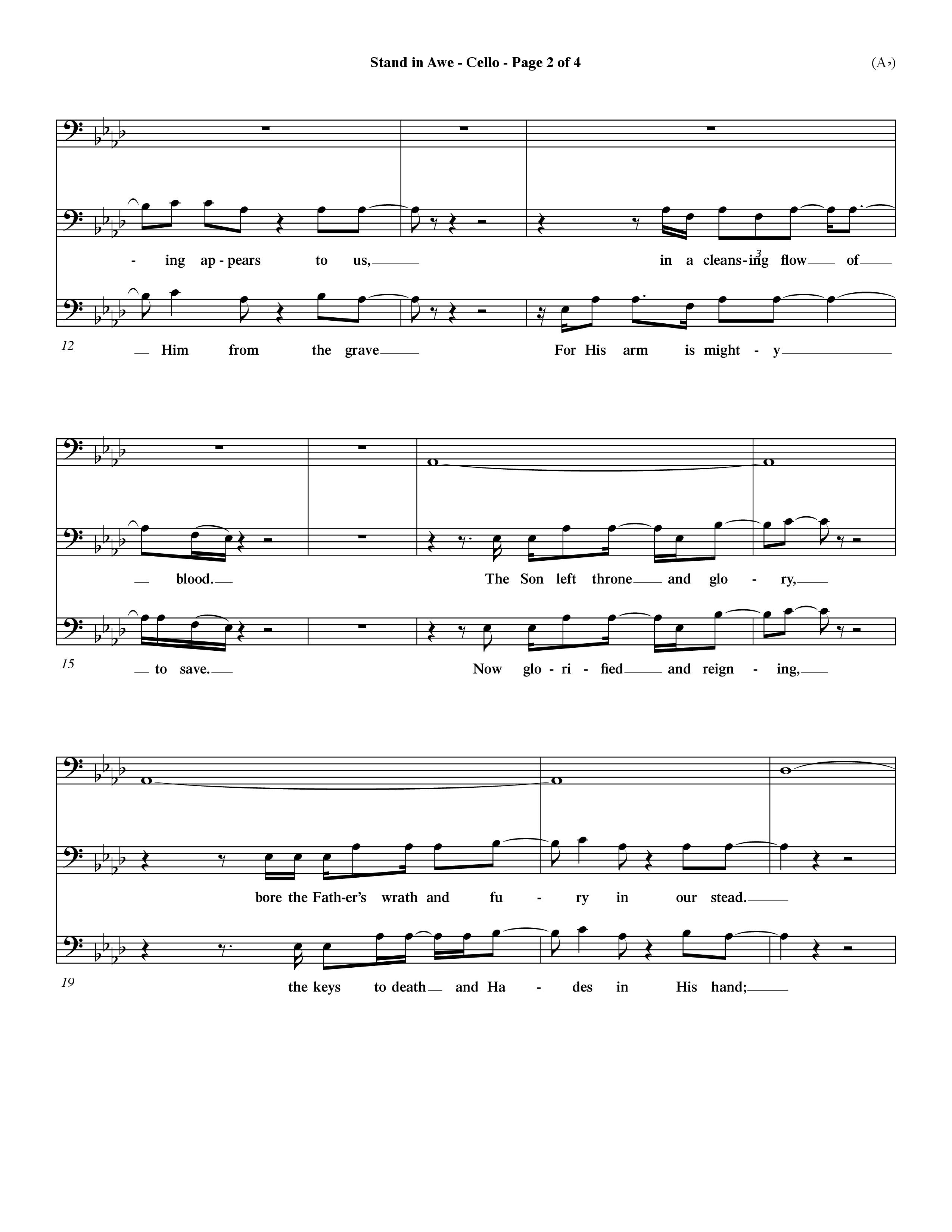 Stand In Awe (Choral Anthem SATB) Cello (Word Music Choral / Orch. Dave Williamson)