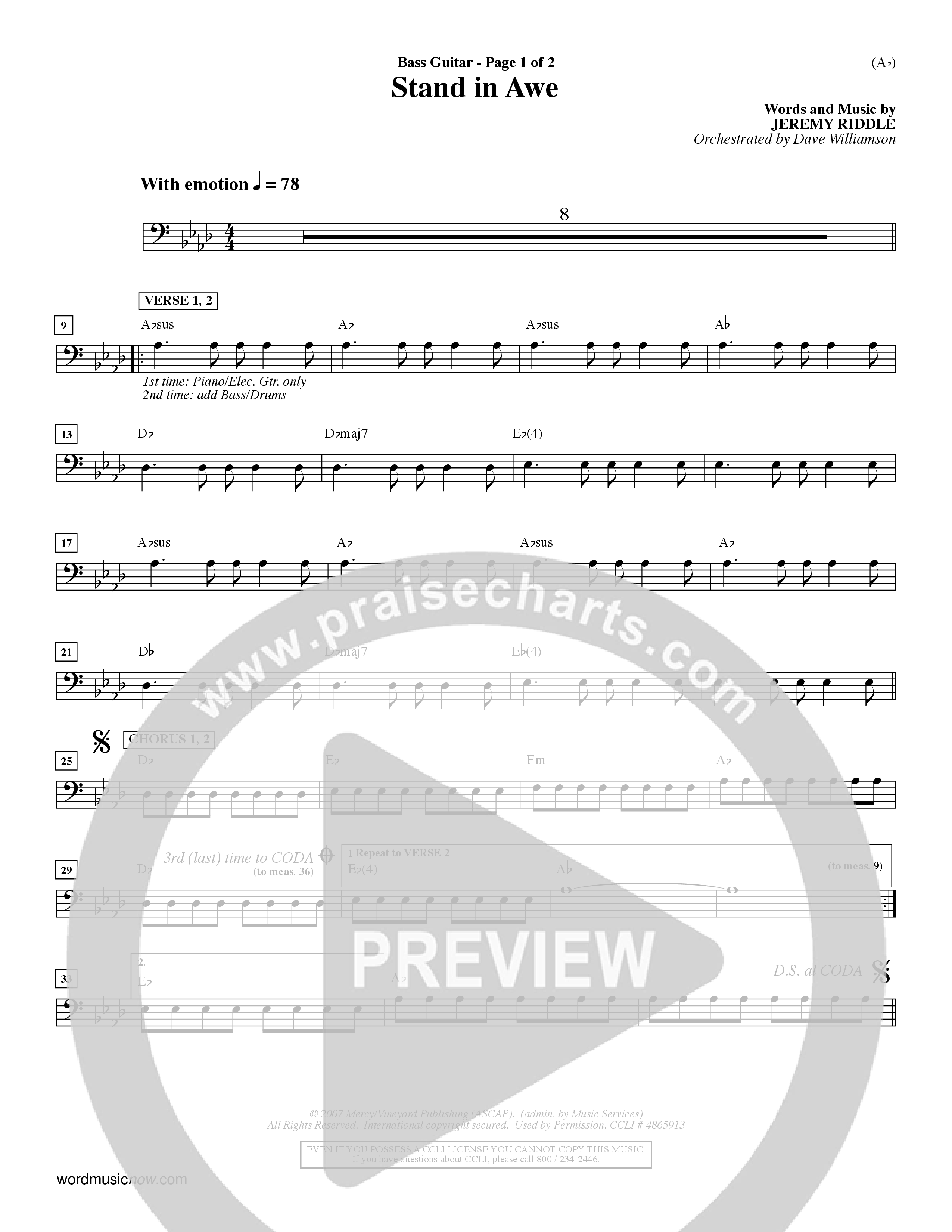 Stand In Awe (Choral Anthem SATB) Guitar (Word Music Choral / Orch. Dave Williamson)