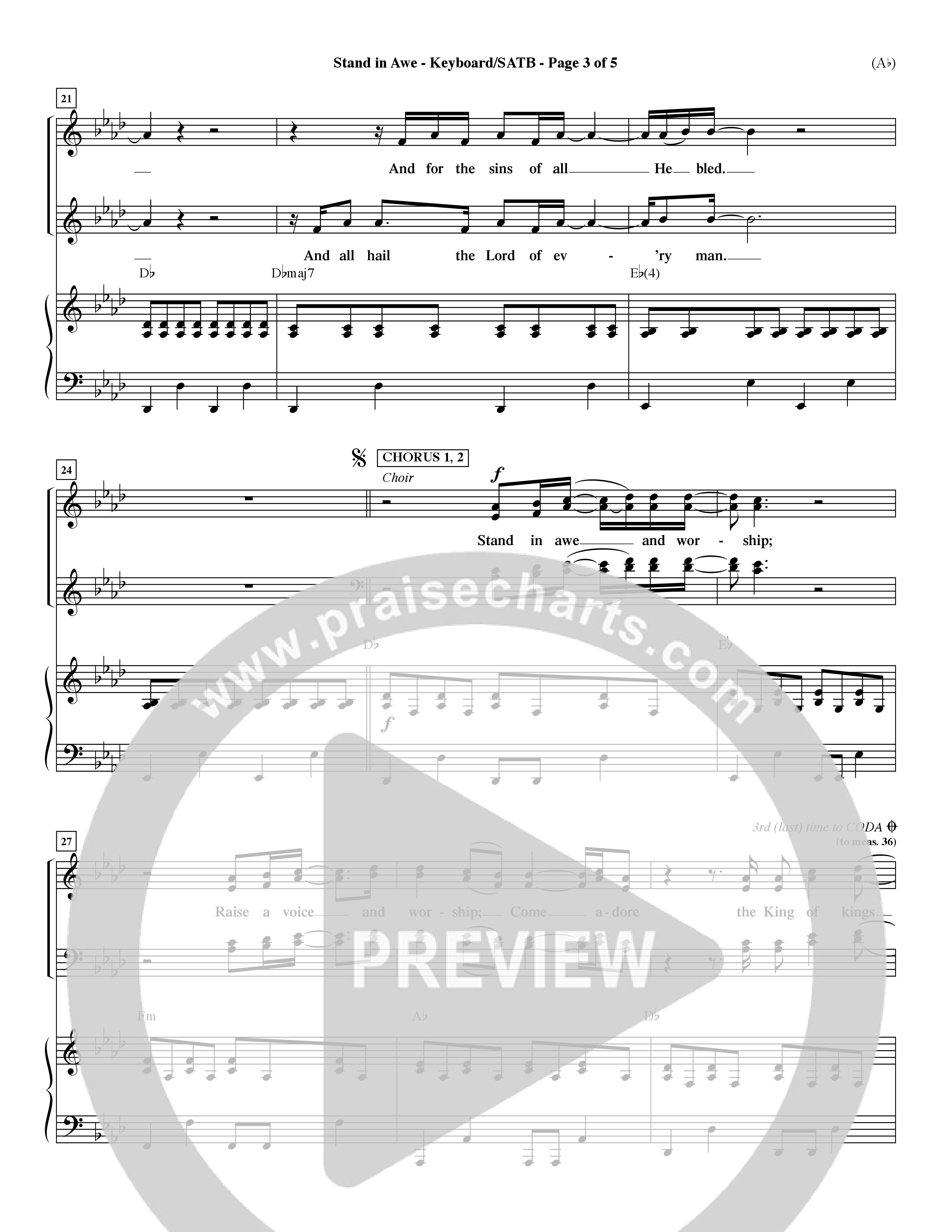Stand In Awe (Choral Anthem SATB) Keyboard/Vocal (SATB) (Word Music Choral / Orch. Dave Williamson)
