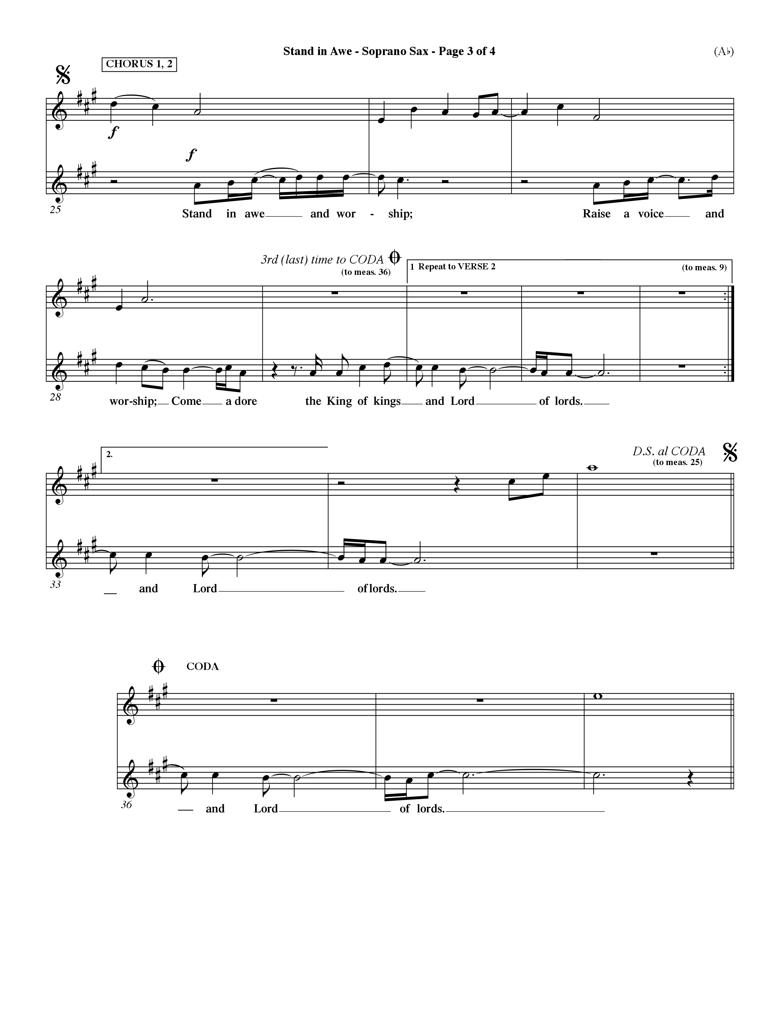 Stand In Awe (Choral Anthem SATB) Saxophone (Word Music Choral / Orch. Dave Williamson)