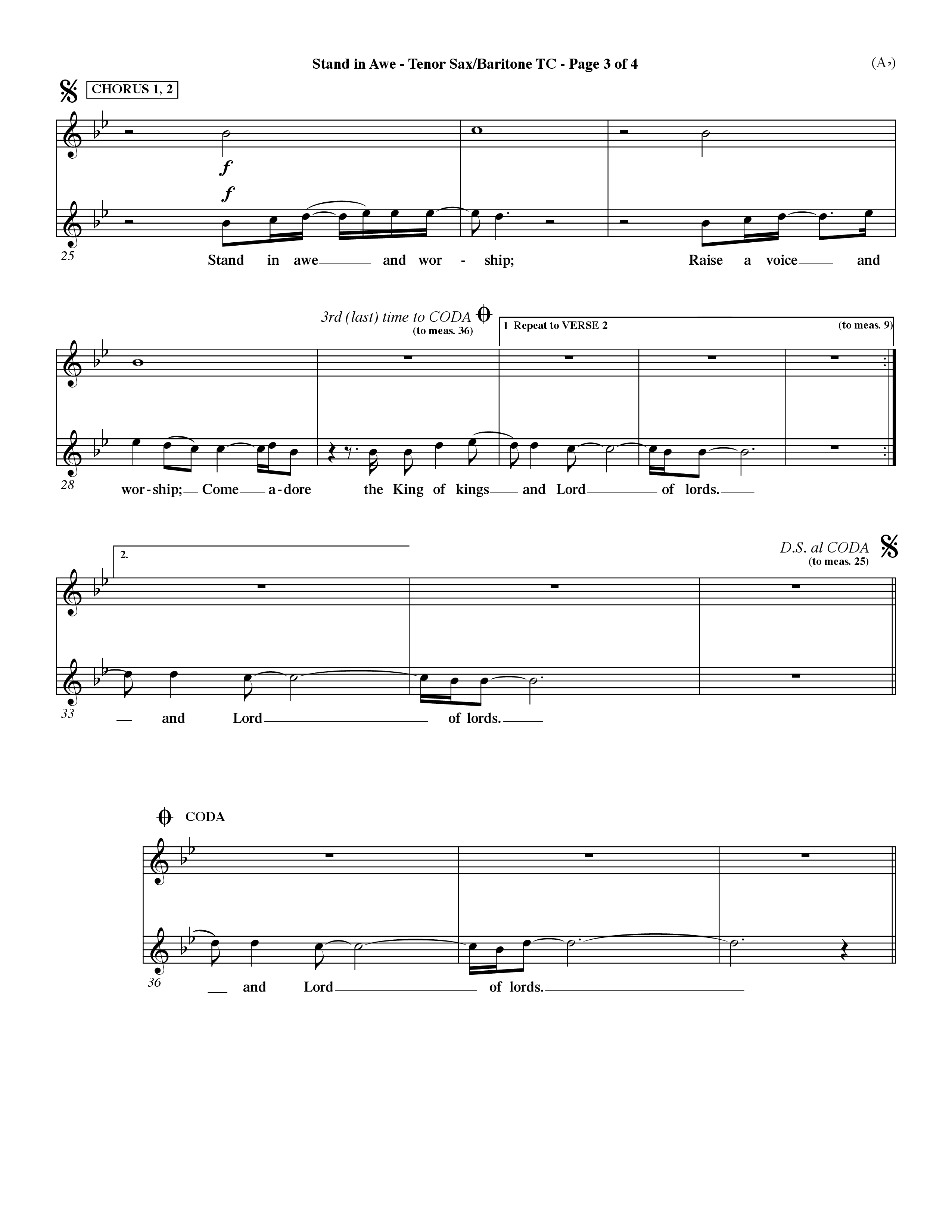 Stand In Awe (Choral Anthem SATB) Tenor Sax/Baritone T.C. (Word Music Choral / Orch. Dave Williamson)