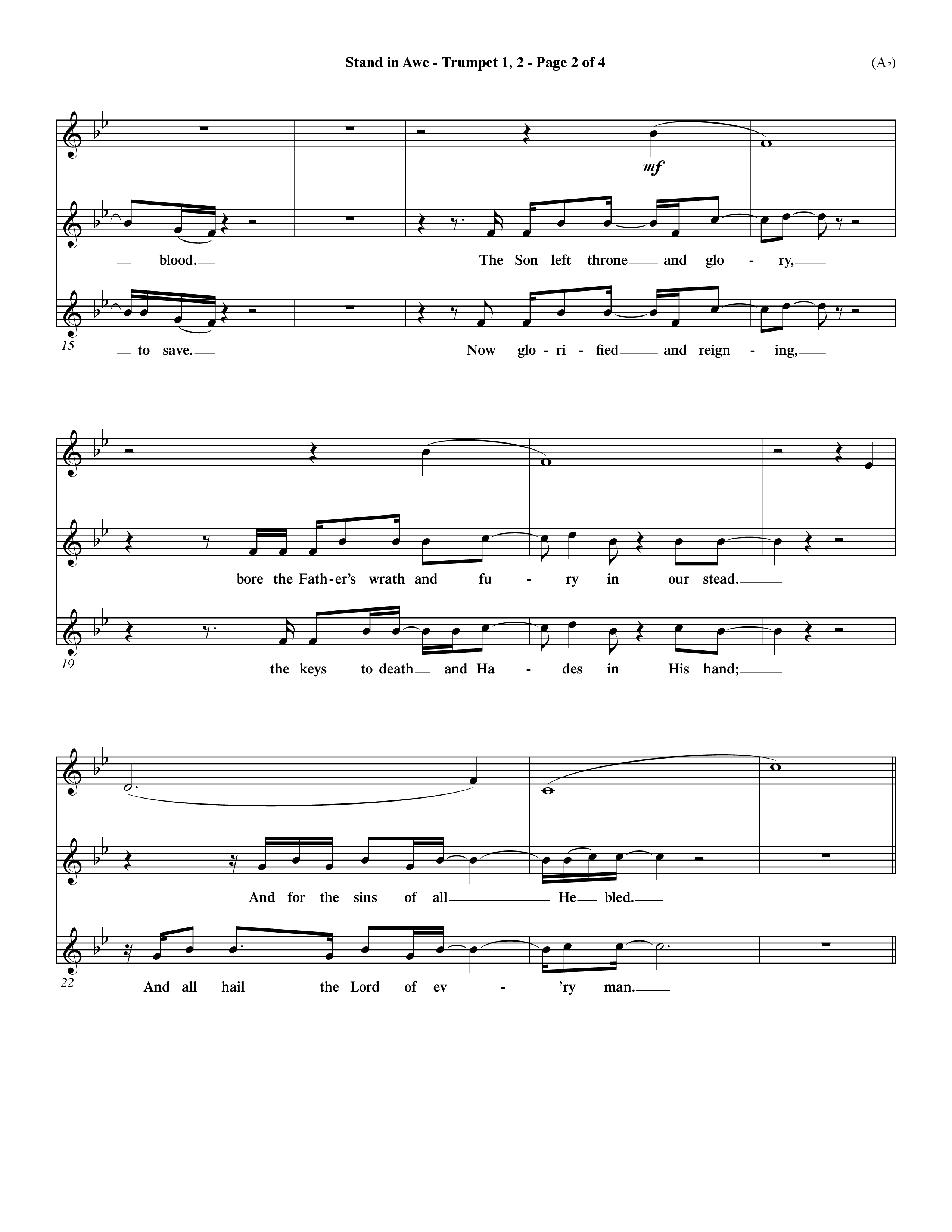 Stand In Awe (Choral Anthem SATB) Trumpet 1,2 (Word Music Choral / Orch. Dave Williamson)