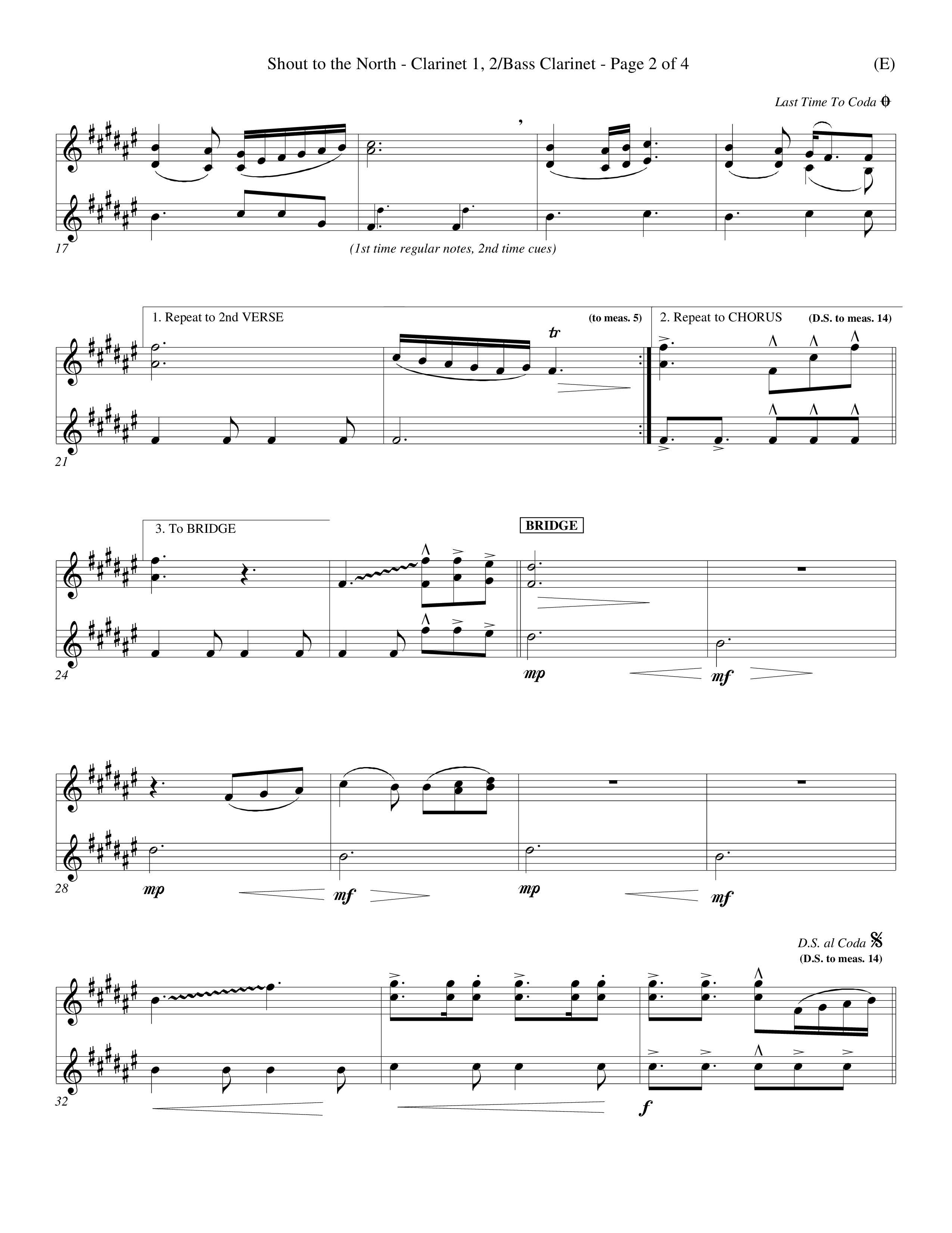 Shout To The North (Choral Anthem SATB) Clarinet 1/2, Bass Clarinet (Word Music Choral / Orch. Michael Lawrence)