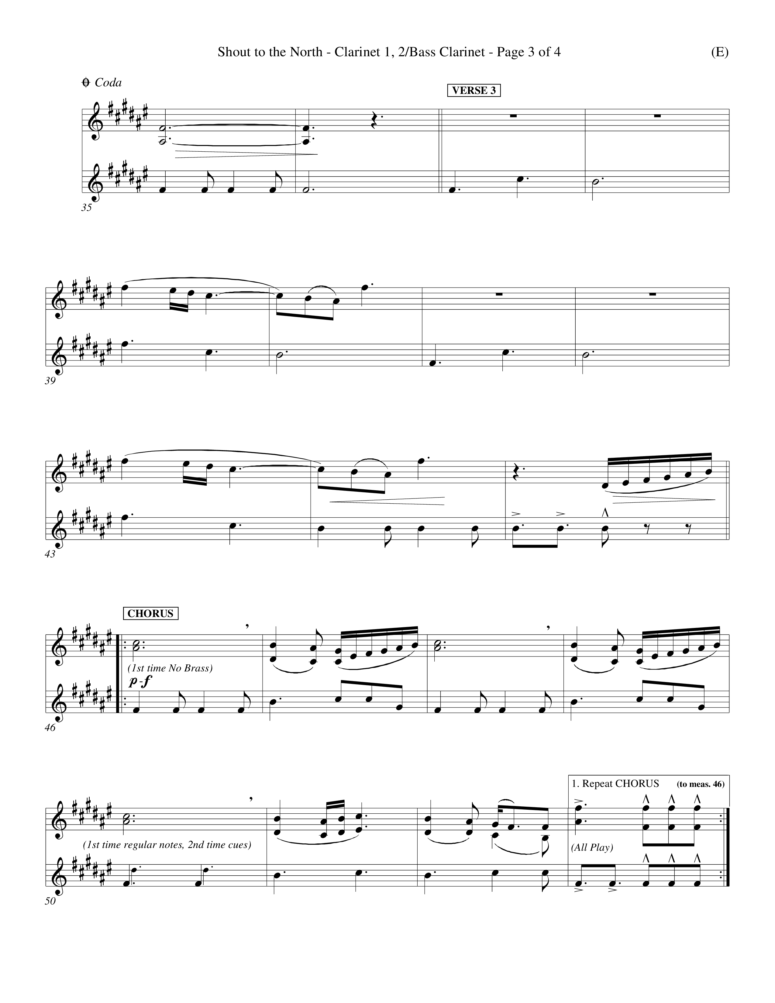 Shout To The North (Choral Anthem SATB) Clarinet 1/2, Bass Clarinet (Word Music Choral / Orch. Michael Lawrence)
