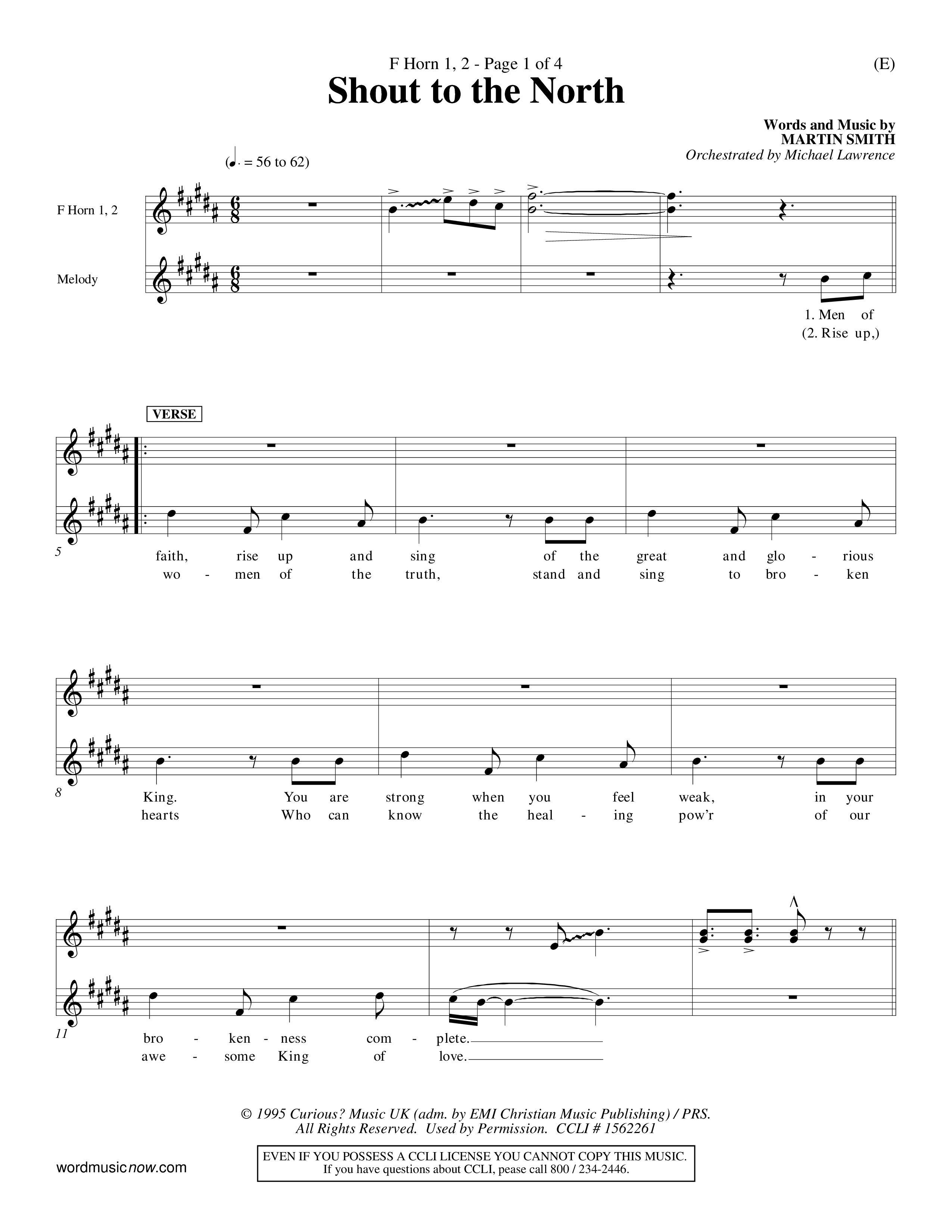 Shout To The North (Choral Anthem SATB) French Horn (Word Music Choral / Orch. Michael Lawrence)