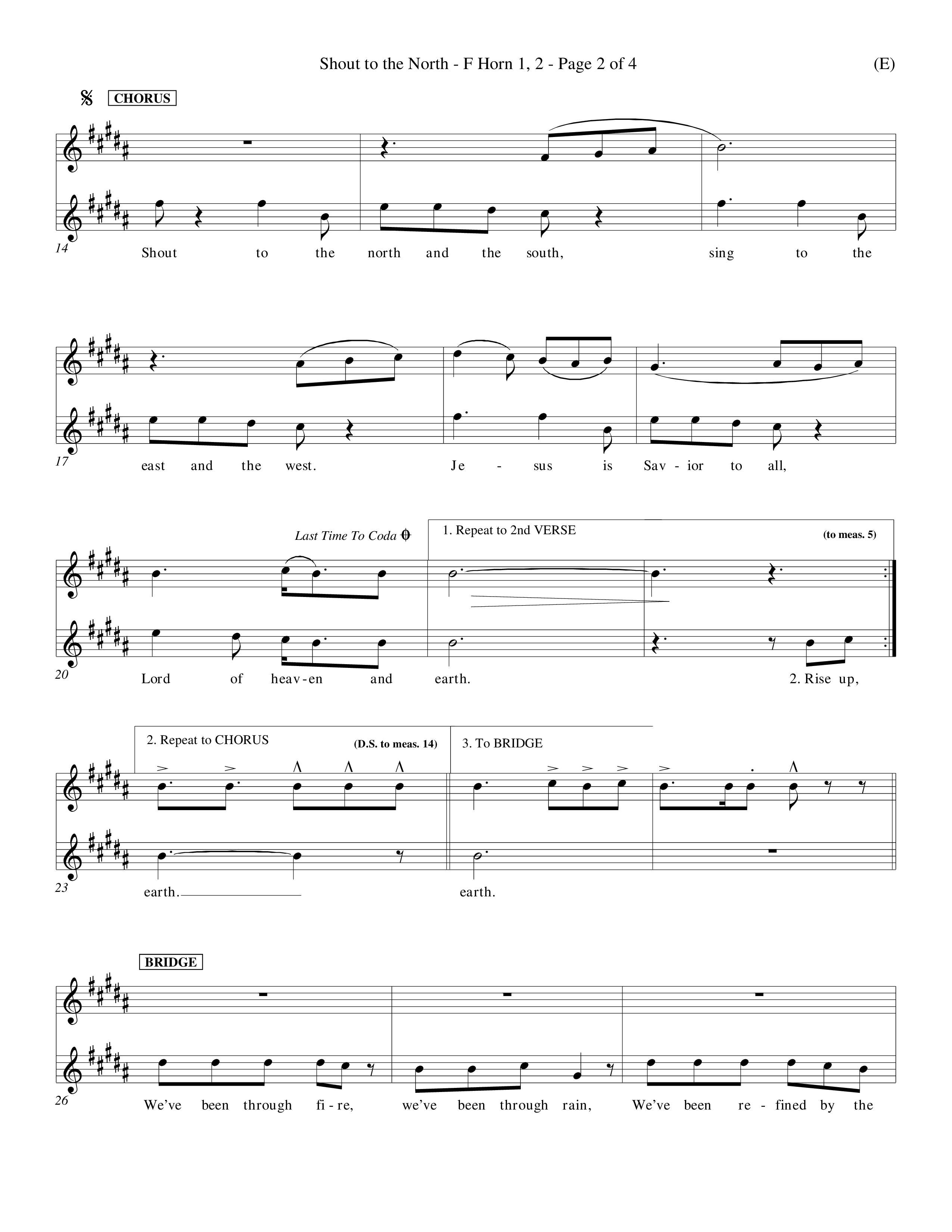 Shout To The North (Choral Anthem SATB) French Horn (Word Music Choral / Orch. Michael Lawrence)