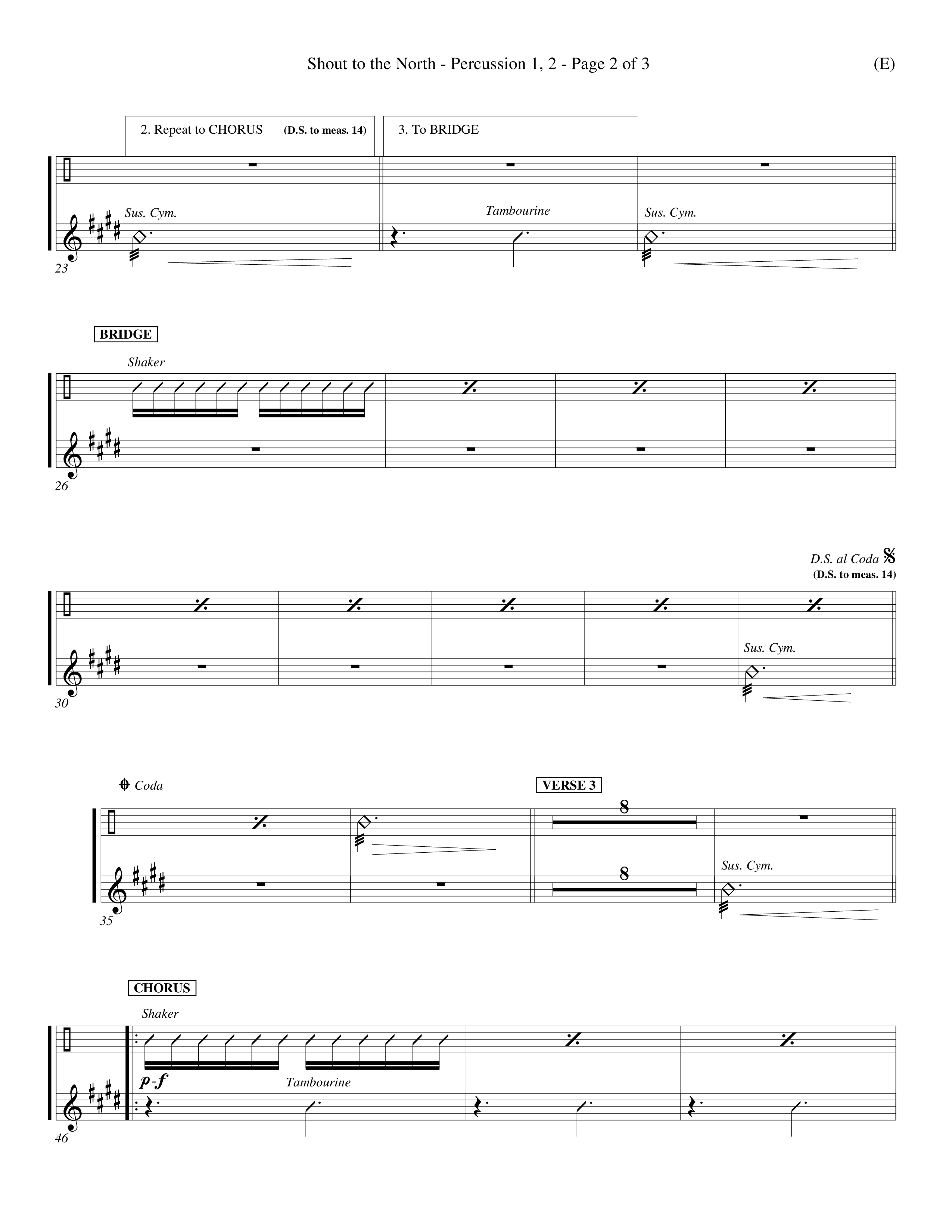 Shout To The North (Choral Anthem SATB) Percussion 1/2 (Word Music Choral / Orch. Michael Lawrence)
