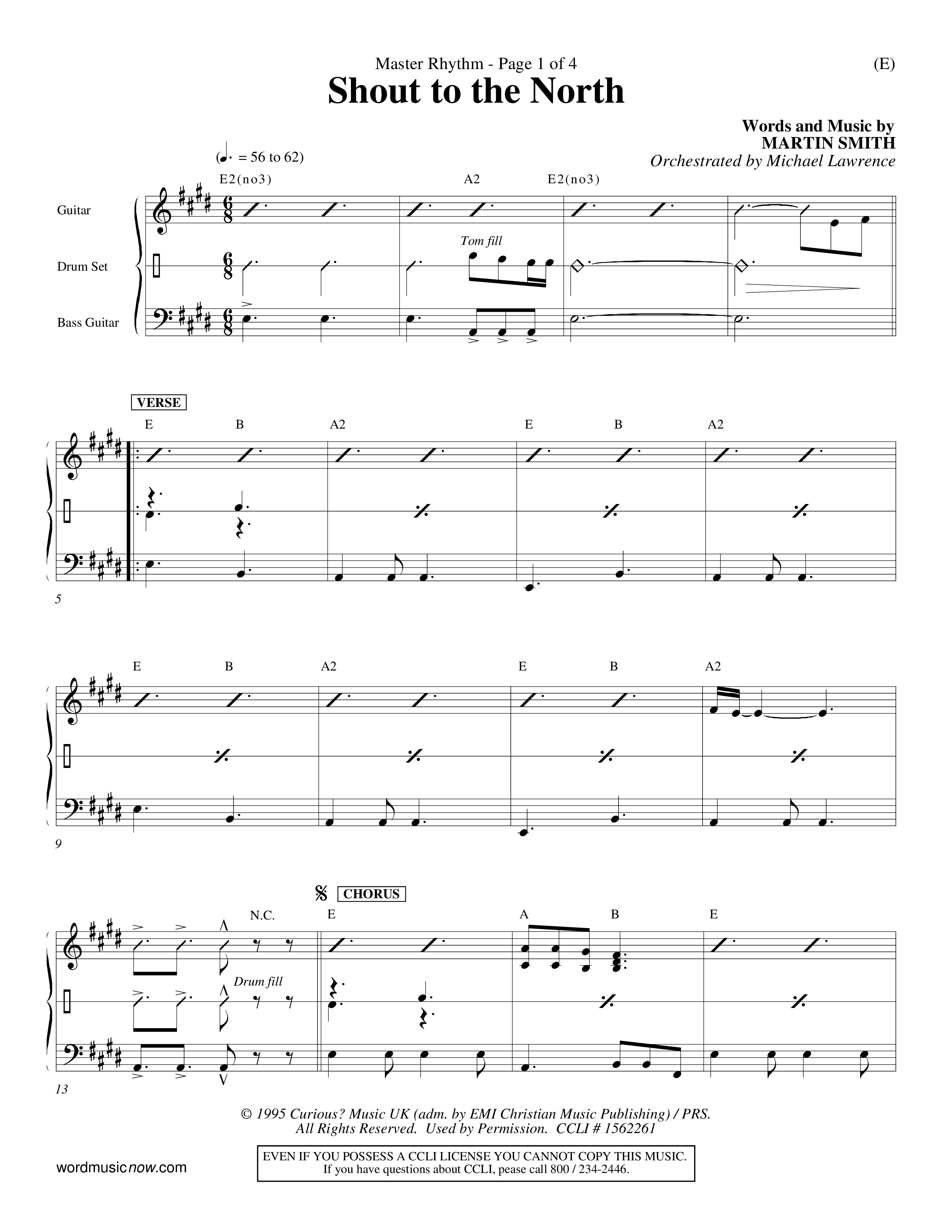 Shout To The North (Choral Anthem SATB) Rhythm Chart (Word Music Choral / Orch. Michael Lawrence)