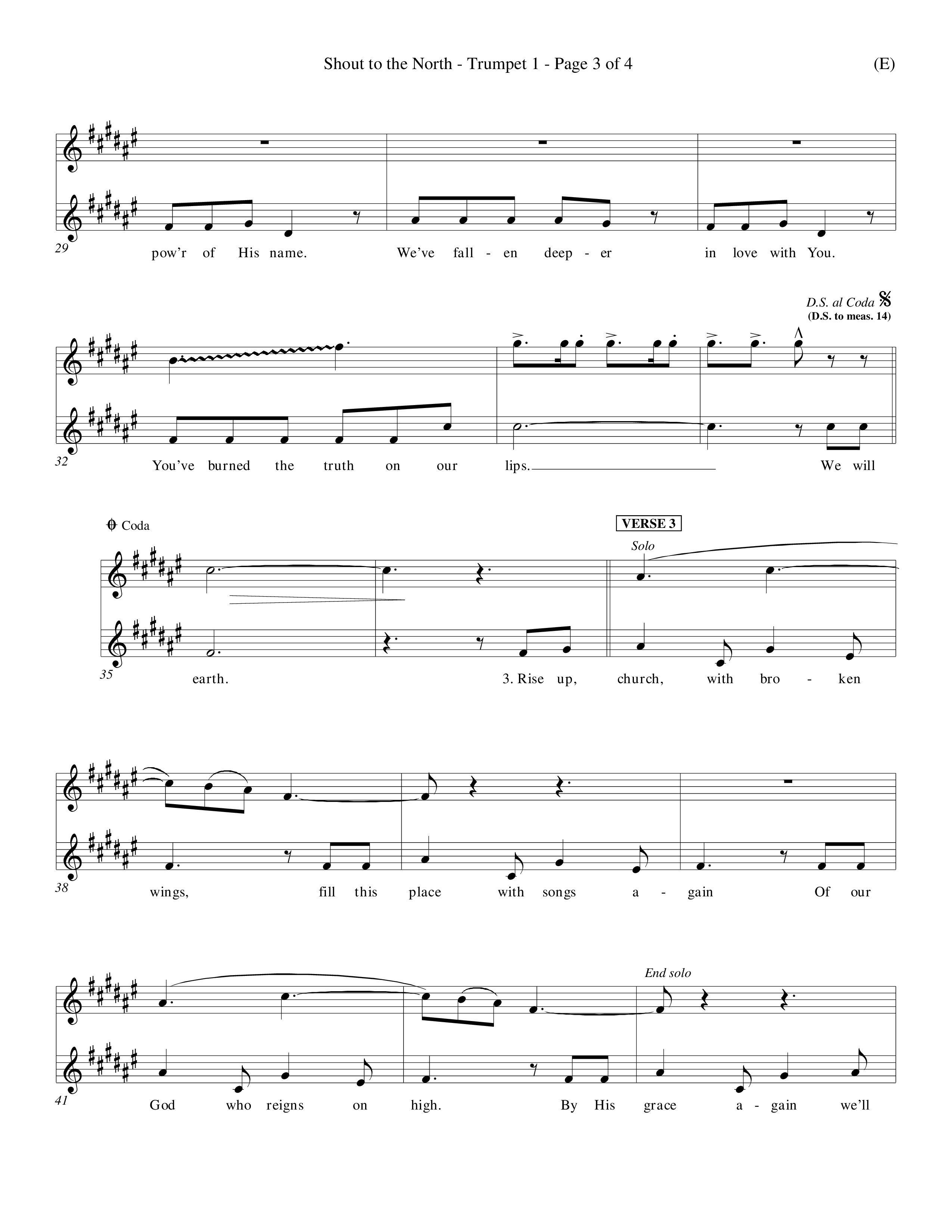 Shout To The North (Choral Anthem SATB) Trumpet 1 (Word Music Choral / Orch. Michael Lawrence)