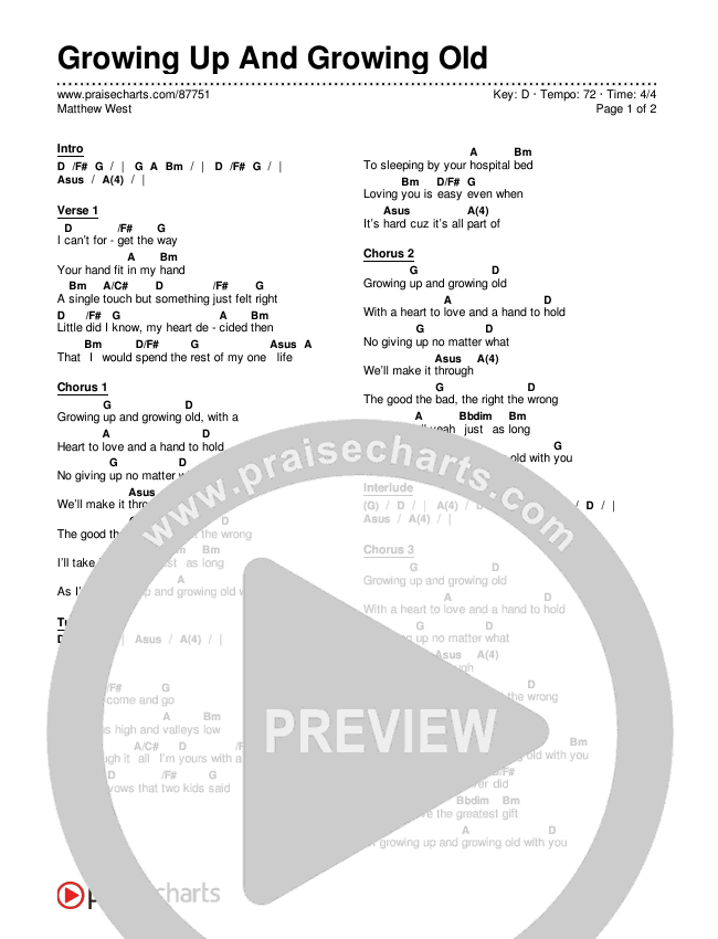 Growing Up And Growing Old Chords & Lyrics (Matthew West)