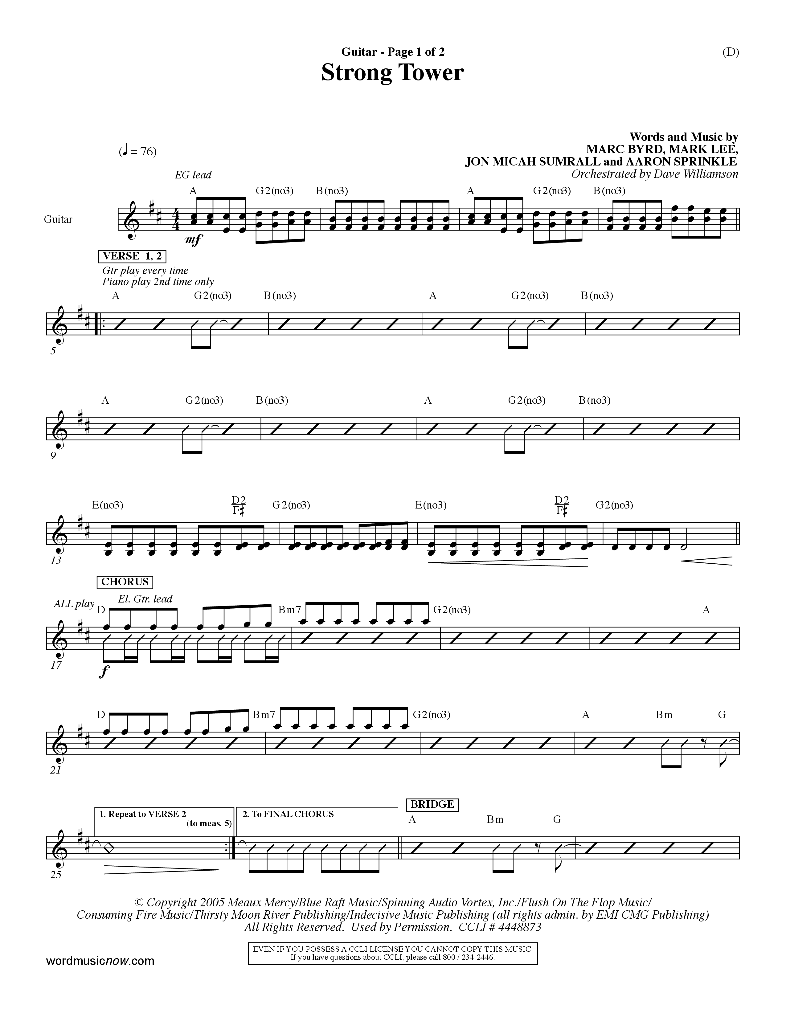 Strong Tower (Choral Anthem SATB) Acoustic Guitar (Word Music Choral / Orch. Dave Williamson)