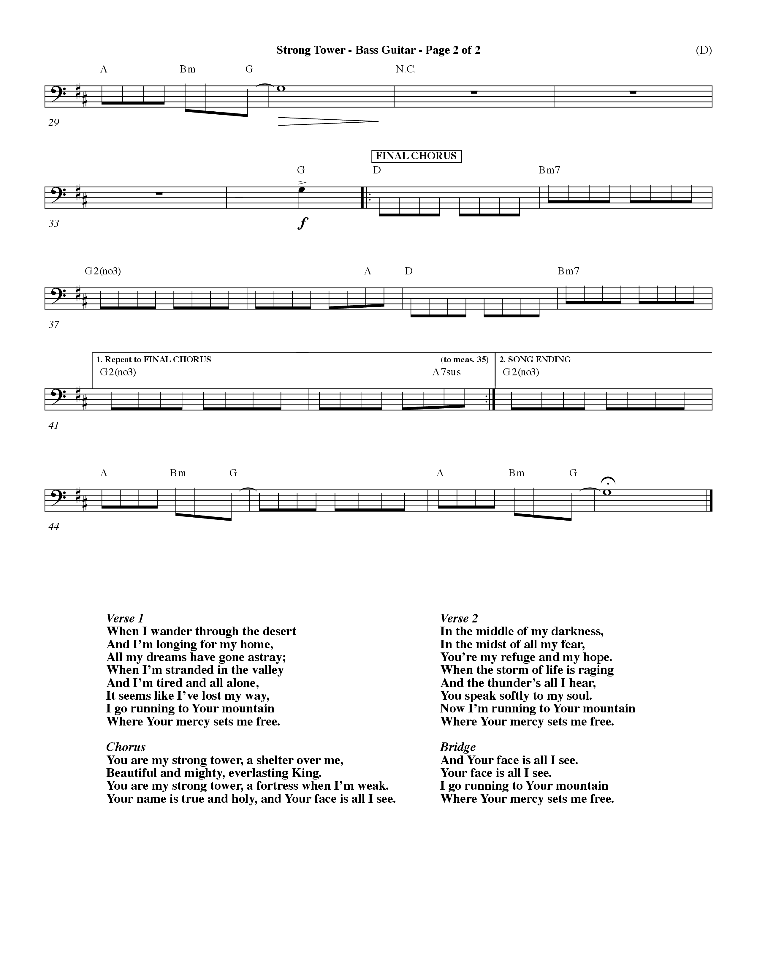 Strong Tower (Choral Anthem SATB) Bass Guitar (Word Music Choral / Orch. Dave Williamson)