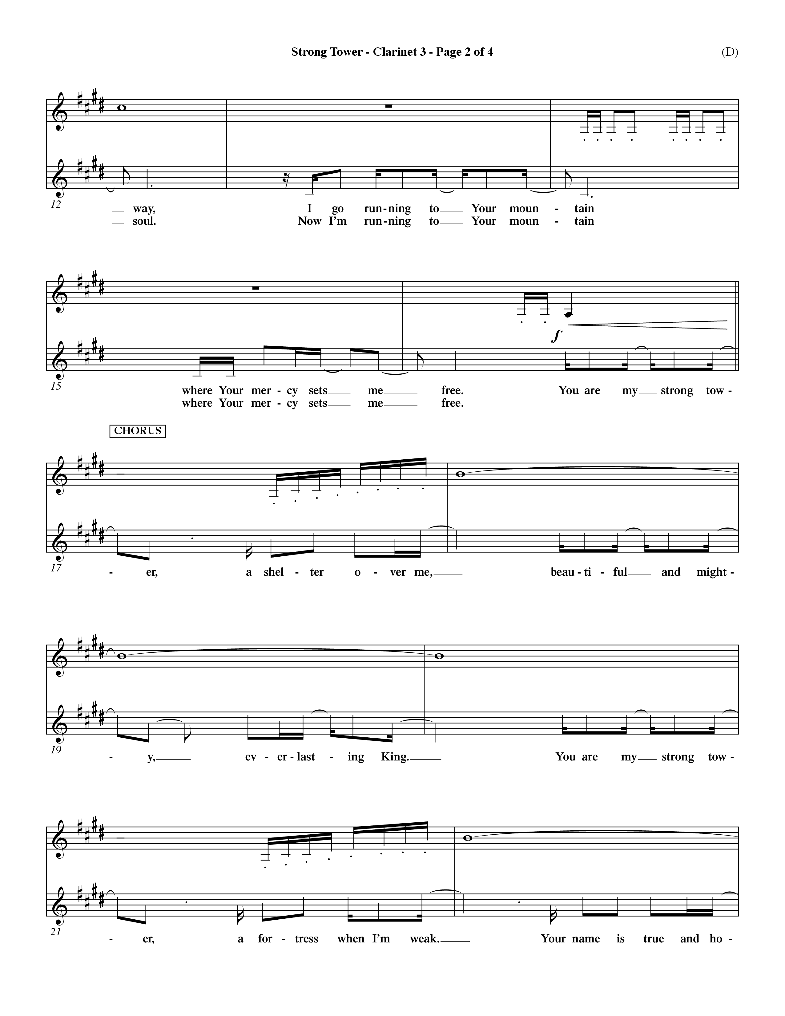Strong Tower (Choral Anthem SATB) Clarinet 3 (Word Music Choral / Orch. Dave Williamson)