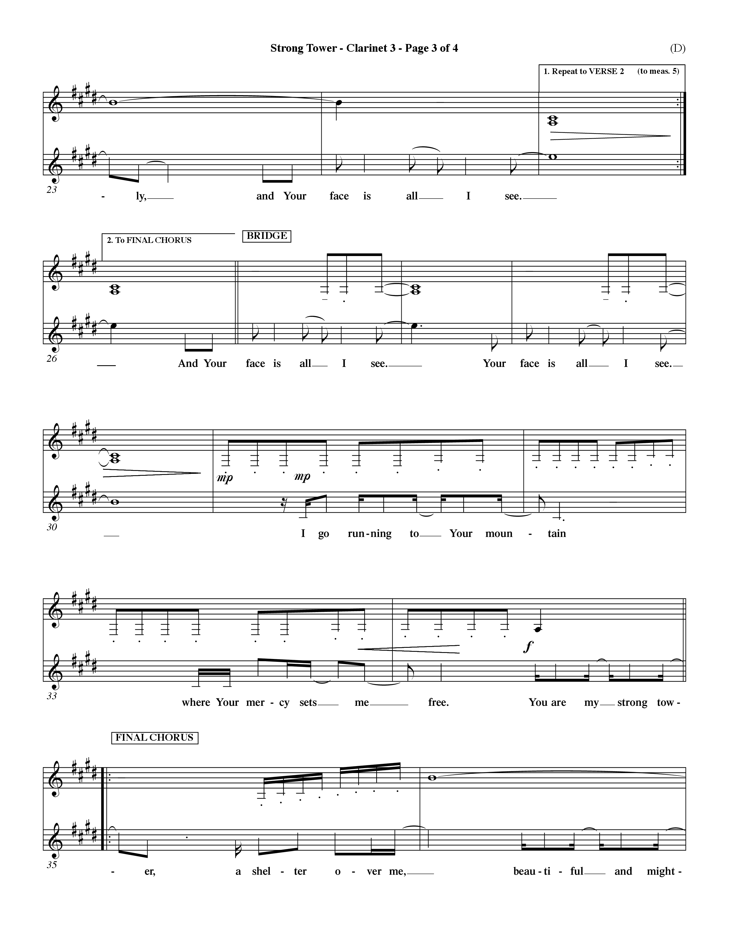 Strong Tower (Choral Anthem SATB) Clarinet 3 (Word Music Choral / Orch. Dave Williamson)