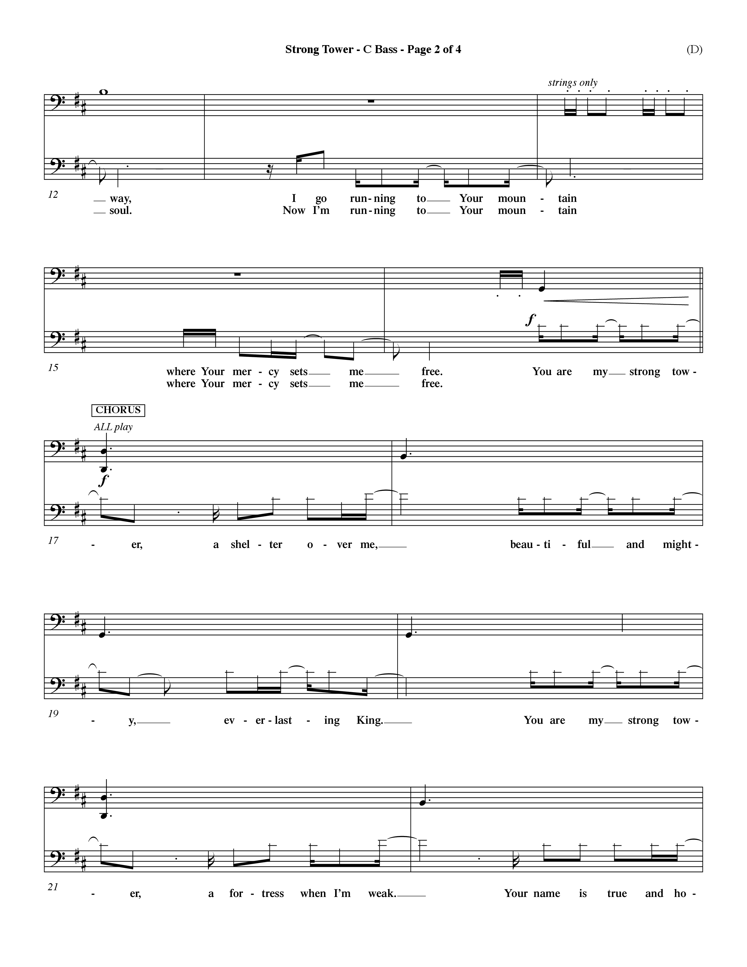 Strong Tower (Choral Anthem SATB) Contrabass (Word Music Choral / Orch. Dave Williamson)