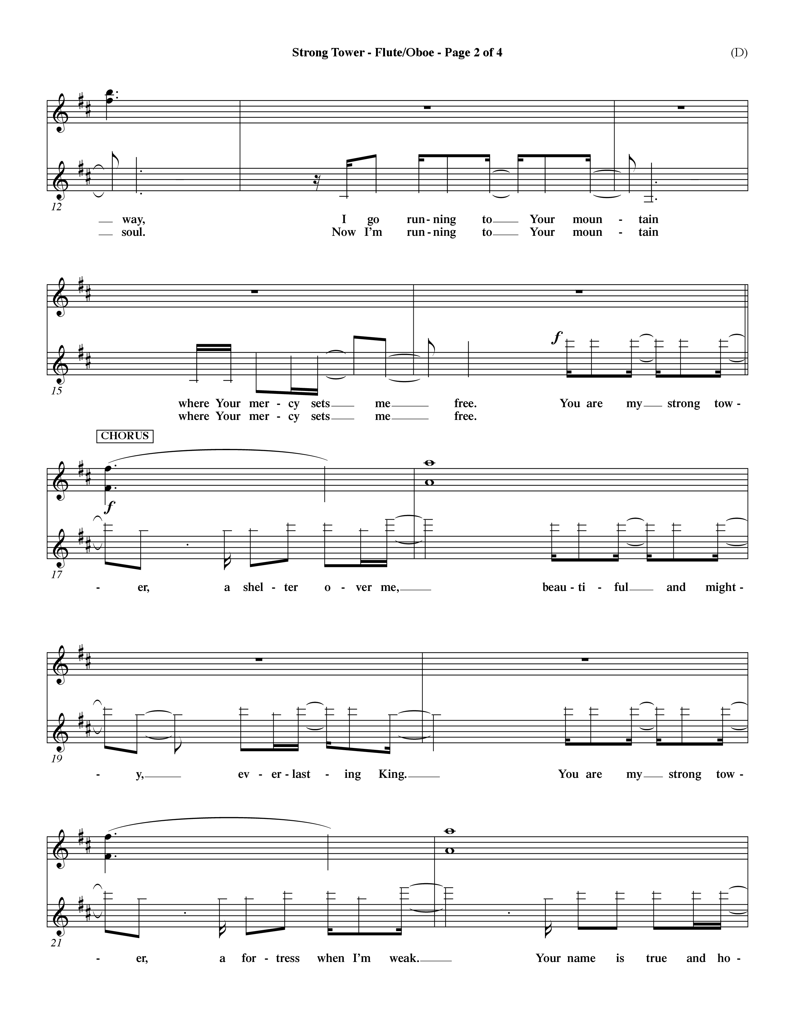 Strong Tower (Choral Anthem SATB) Flute/Oboe (Word Music Choral / Orch. Dave Williamson)