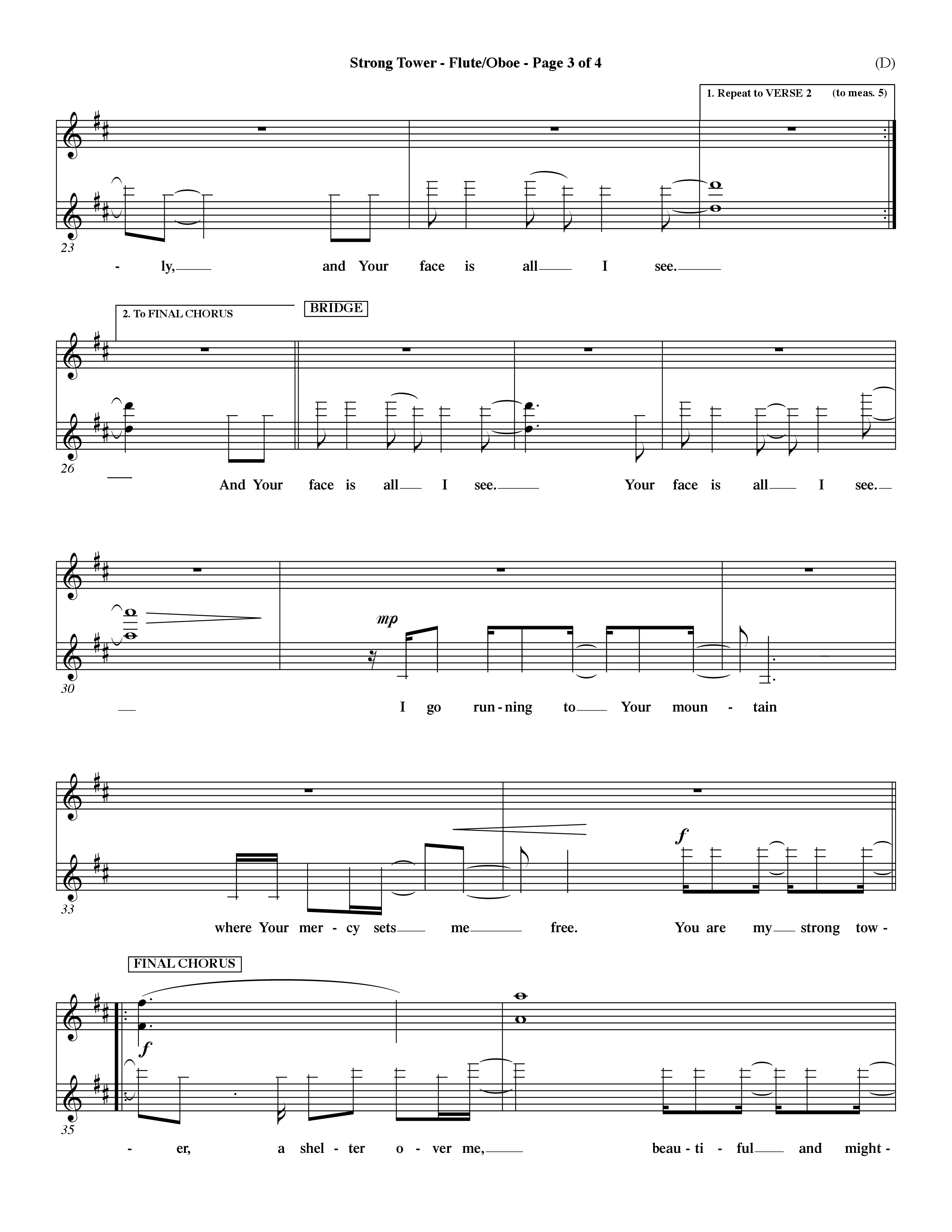 Strong Tower (Choral Anthem SATB) Flute/Oboe (Word Music Choral / Orch. Dave Williamson)