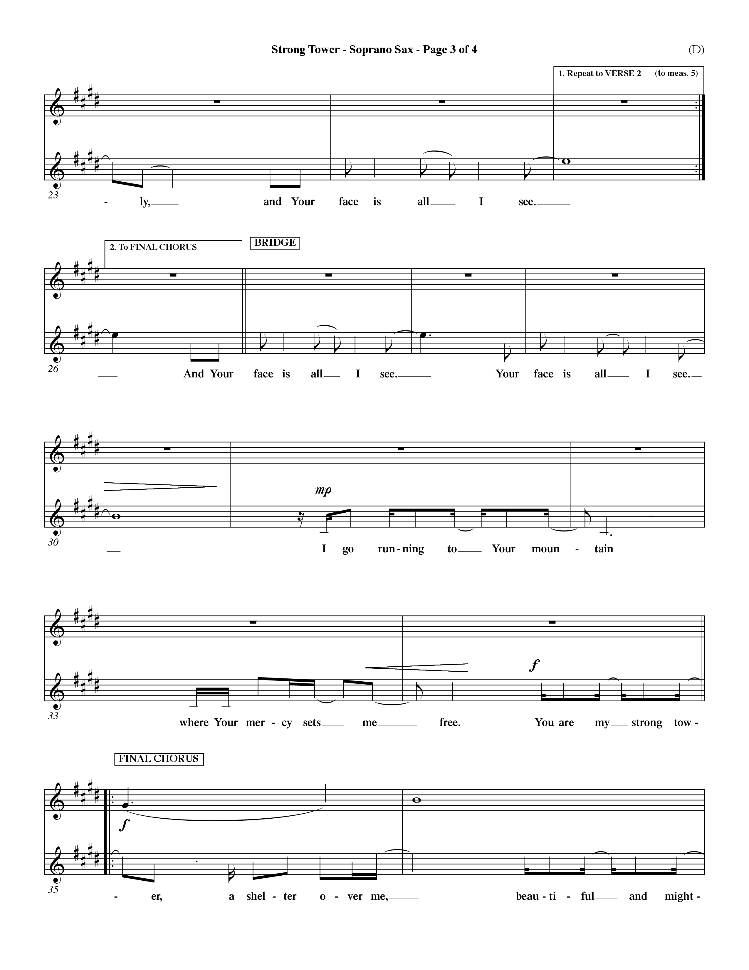 Strong Tower (Choral Anthem SATB) Saxophone (Word Music Choral / Orch. Dave Williamson)