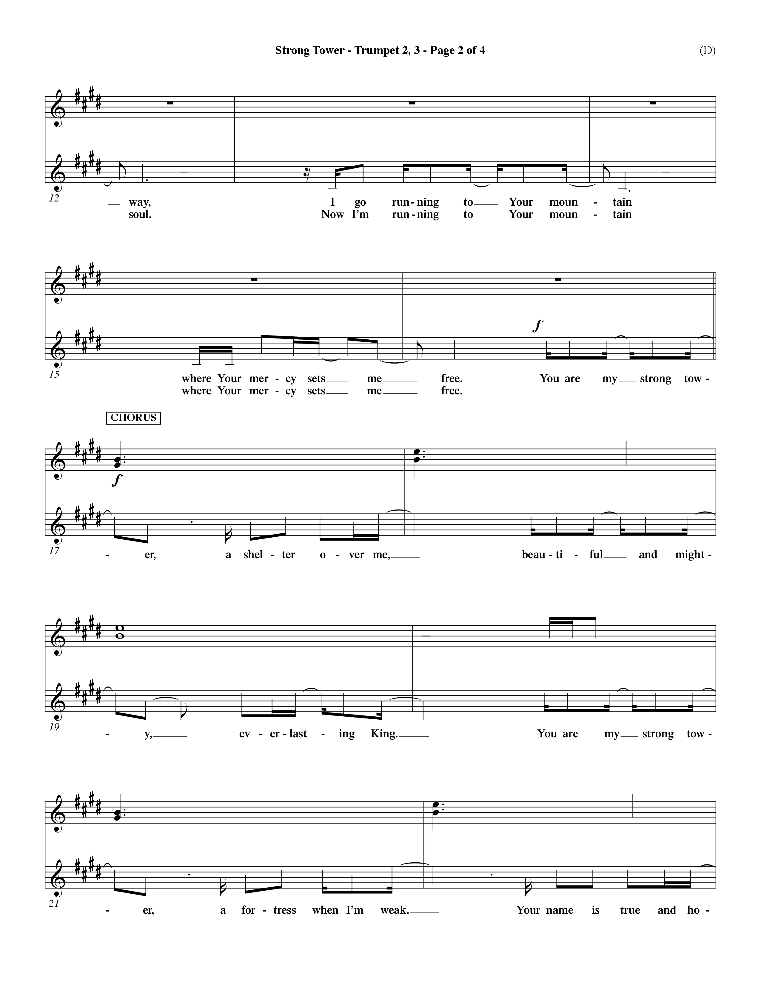 Strong Tower (Choral Anthem SATB) Trumpet 2/3 (Word Music Choral / Orch. Dave Williamson)