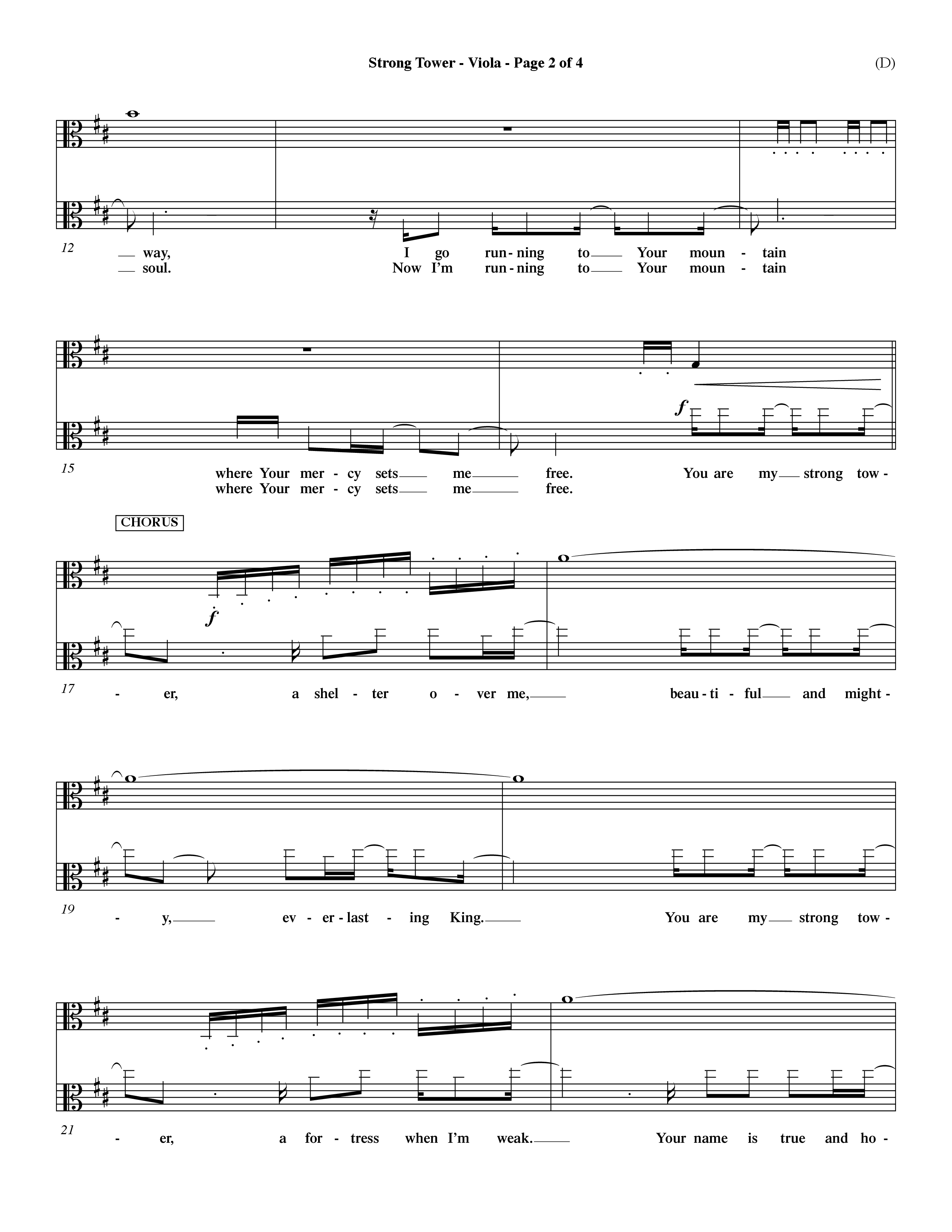 Strong Tower (Choral Anthem SATB) Viola (Word Music Choral / Orch. Dave Williamson)
