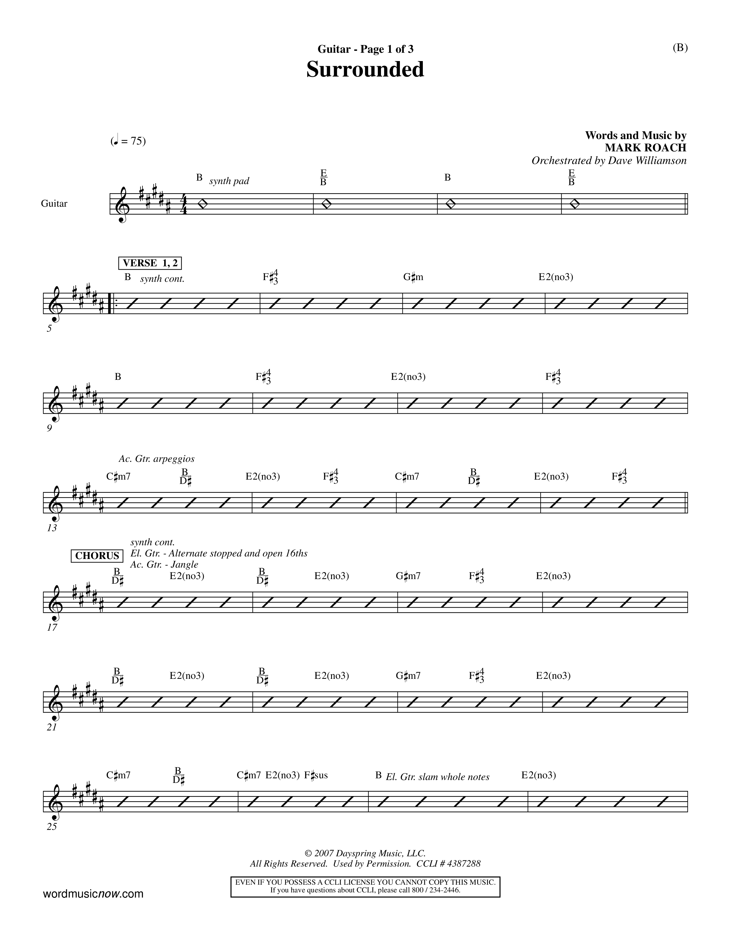 Surrounded (Choral Anthem SATB) Acoustic Guitar (Word Music Choral / Orch. Dave Williamson)