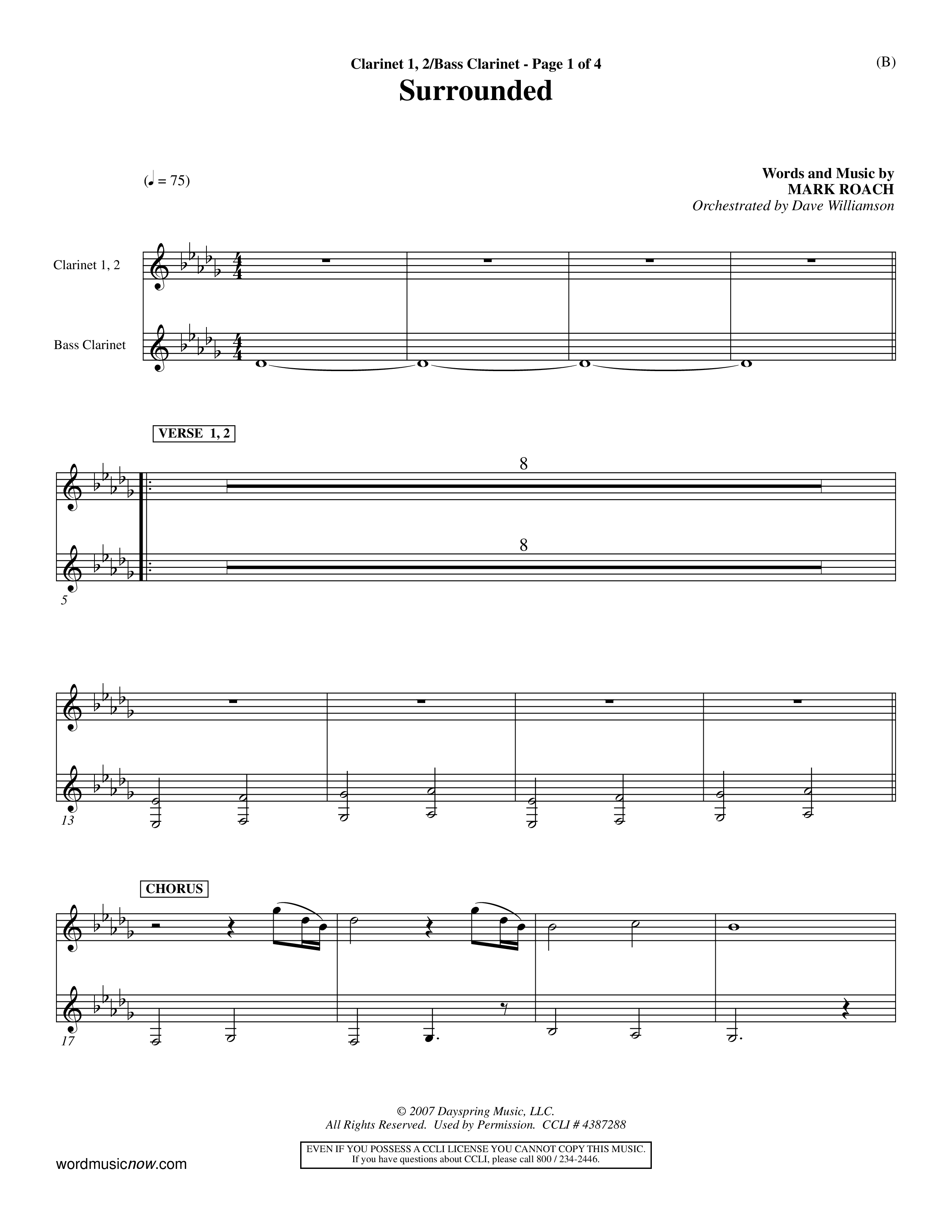 Surrounded (Choral Anthem SATB) Clarinet 1/2, Bass Clarinet (Word Music Choral / Orch. Dave Williamson)