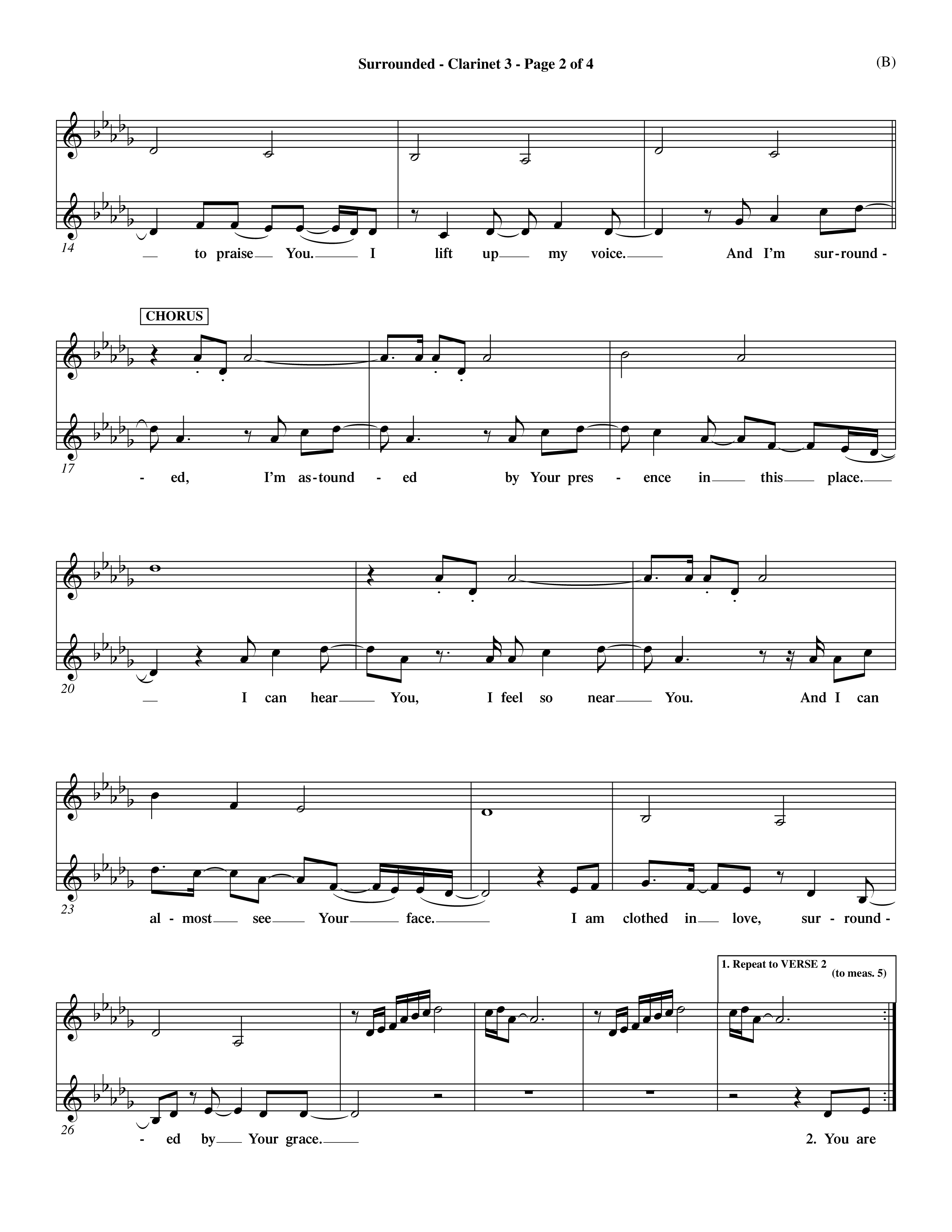 Surrounded (Choral Anthem SATB) Clarinet 3 (Word Music Choral / Orch. Dave Williamson)