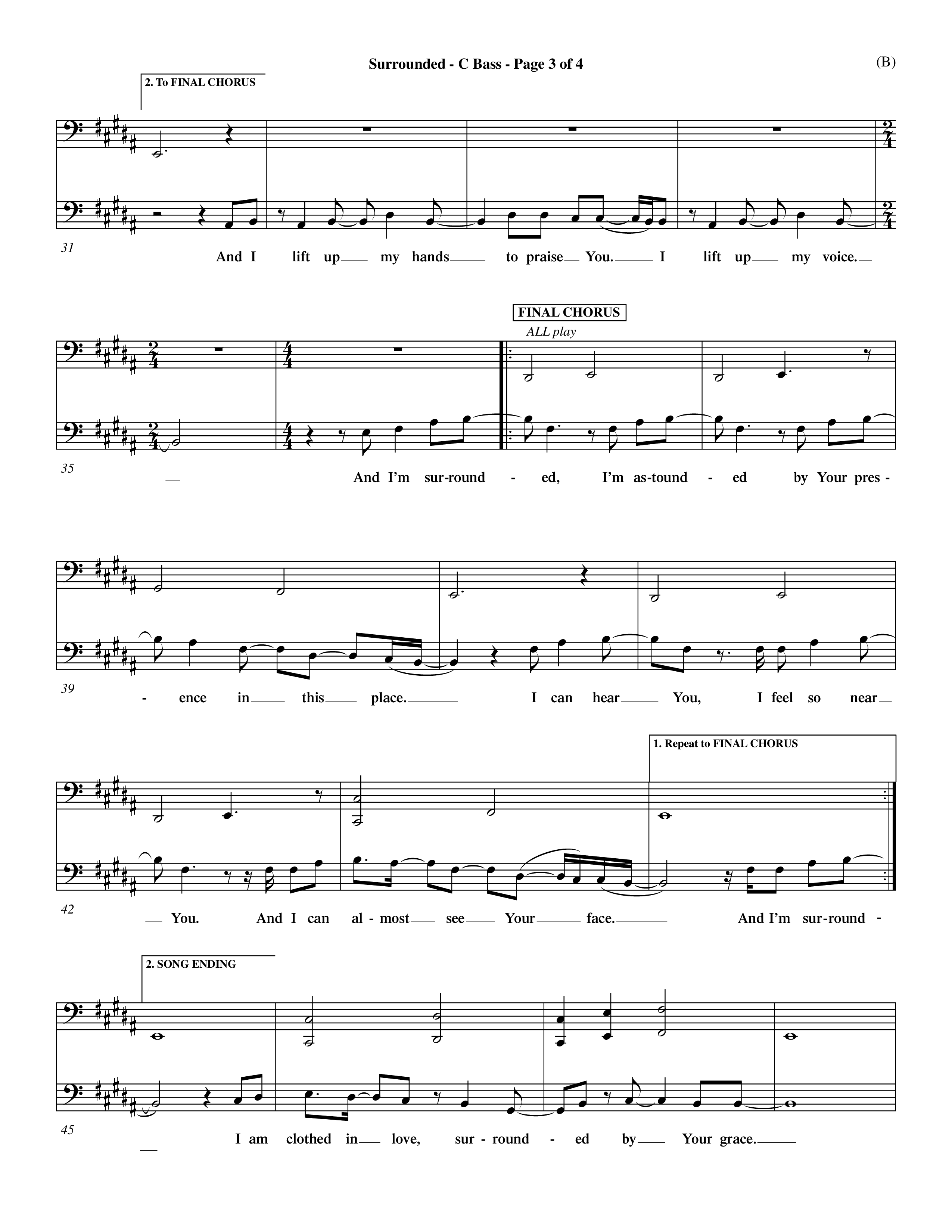 Surrounded (Choral Anthem SATB) Contrabass (Word Music Choral / Orch. Dave Williamson)