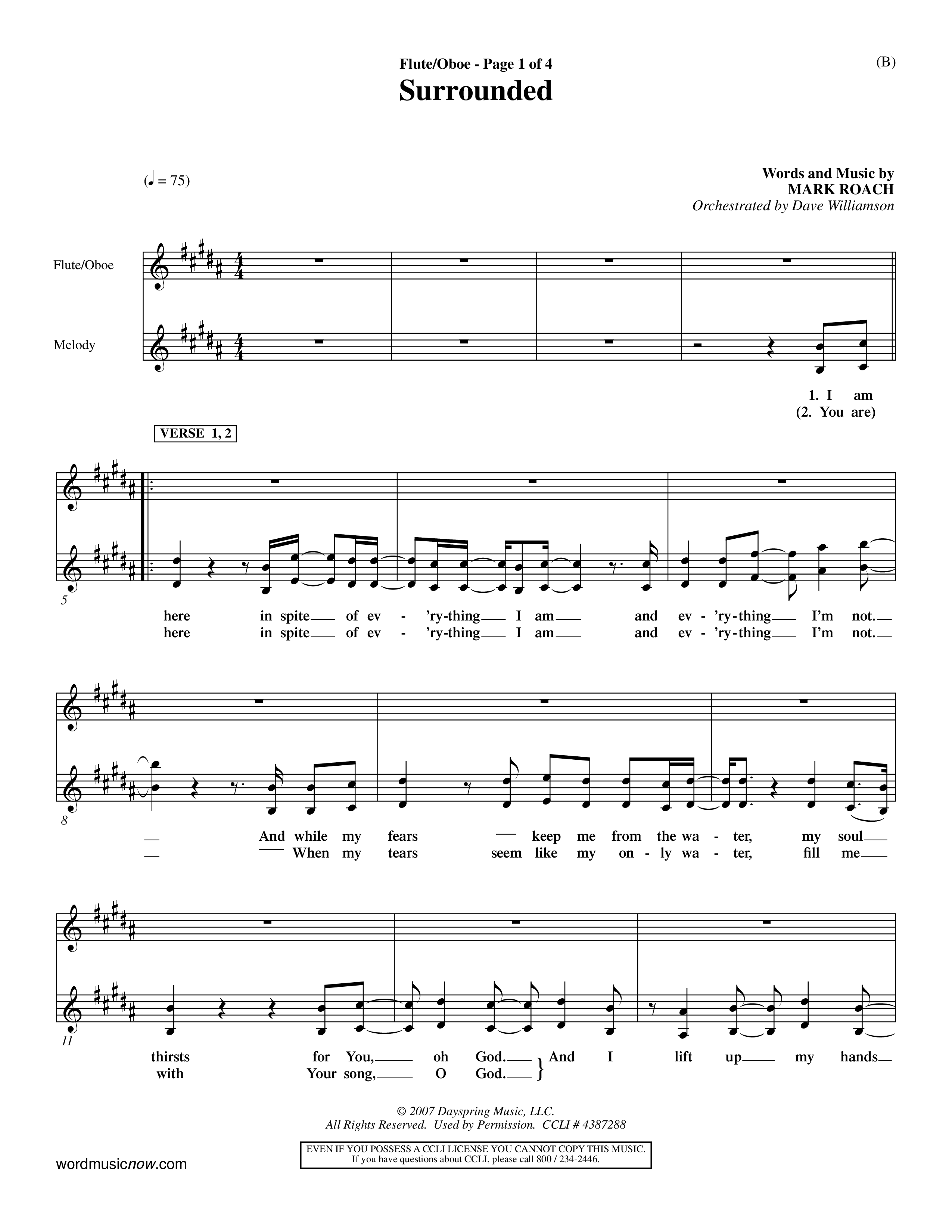 Surrounded (Choral Anthem SATB) Flute/Oboe (Word Music Choral / Orch. Dave Williamson)
