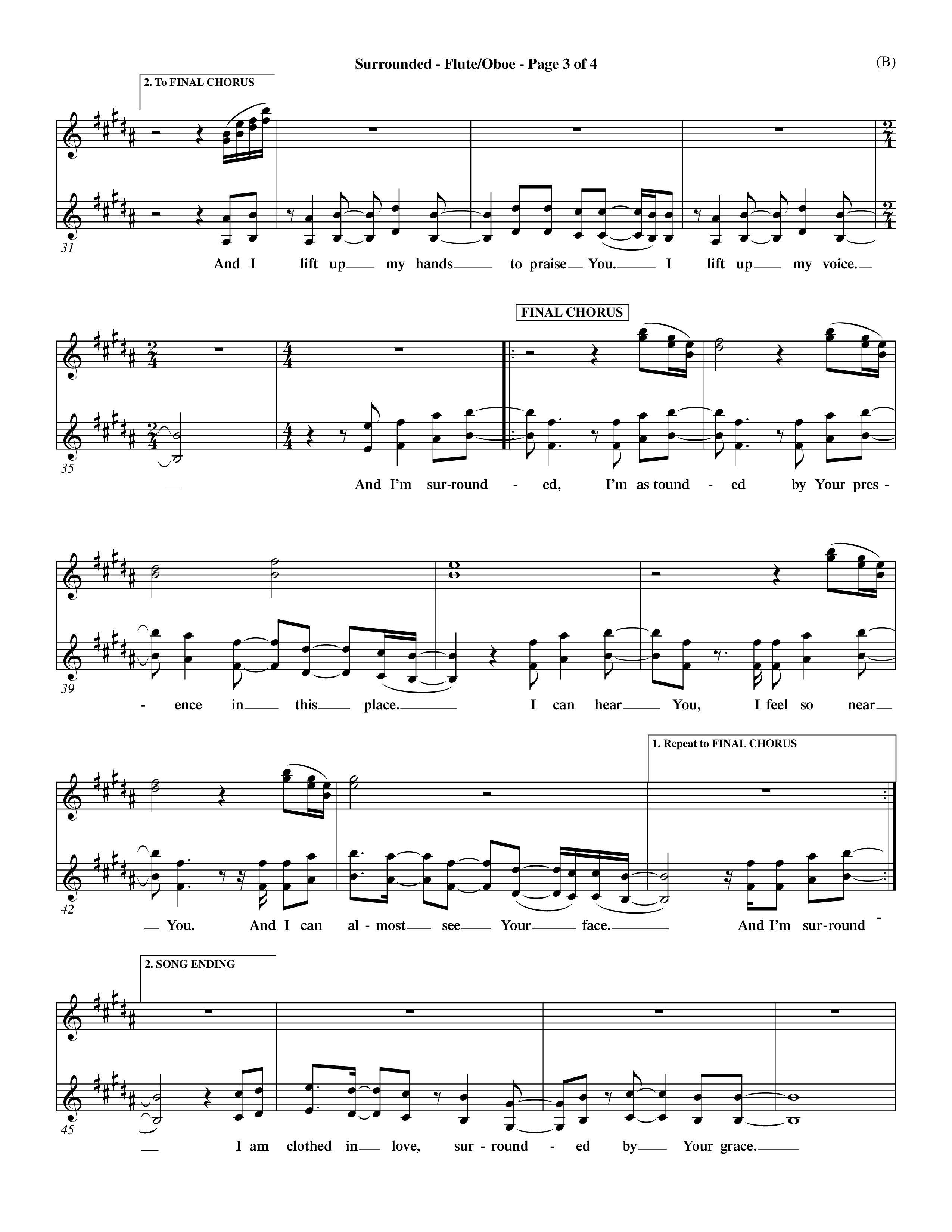Surrounded (Choral Anthem SATB) Flute/Oboe (Word Music Choral / Orch. Dave Williamson)