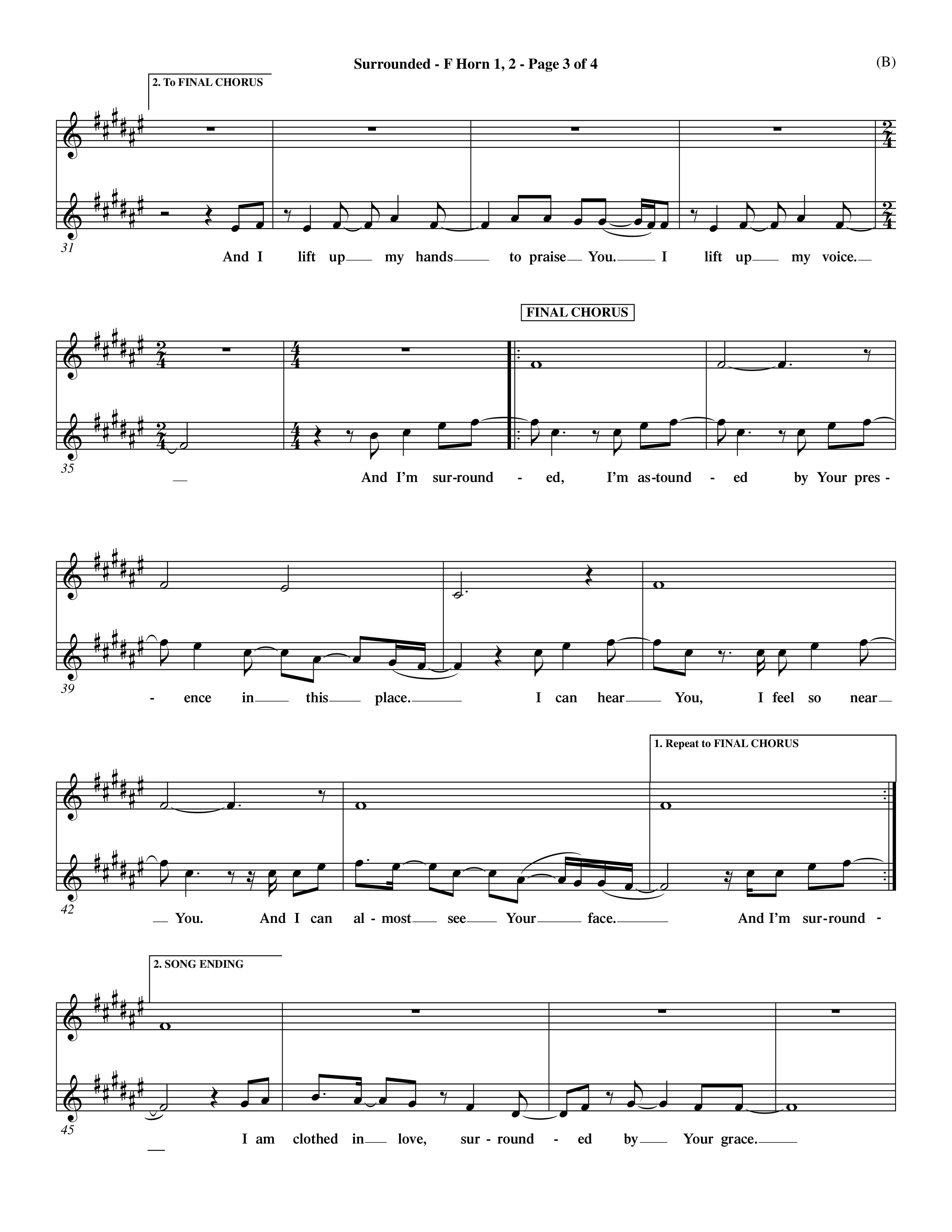 Surrounded (Choral Anthem SATB) French Horn (Word Music Choral / Orch. Dave Williamson)