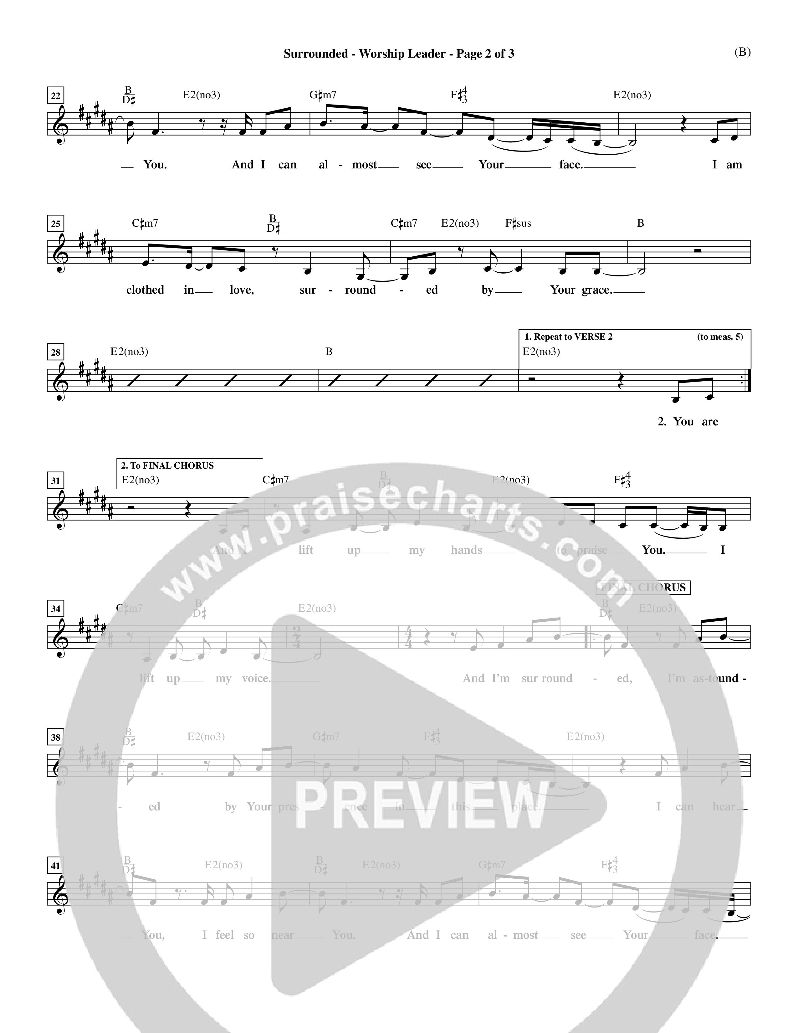 Surrounded (Choral Anthem SATB) Lead Sheet (Mel) (Word Music Choral / Orch. Dave Williamson)