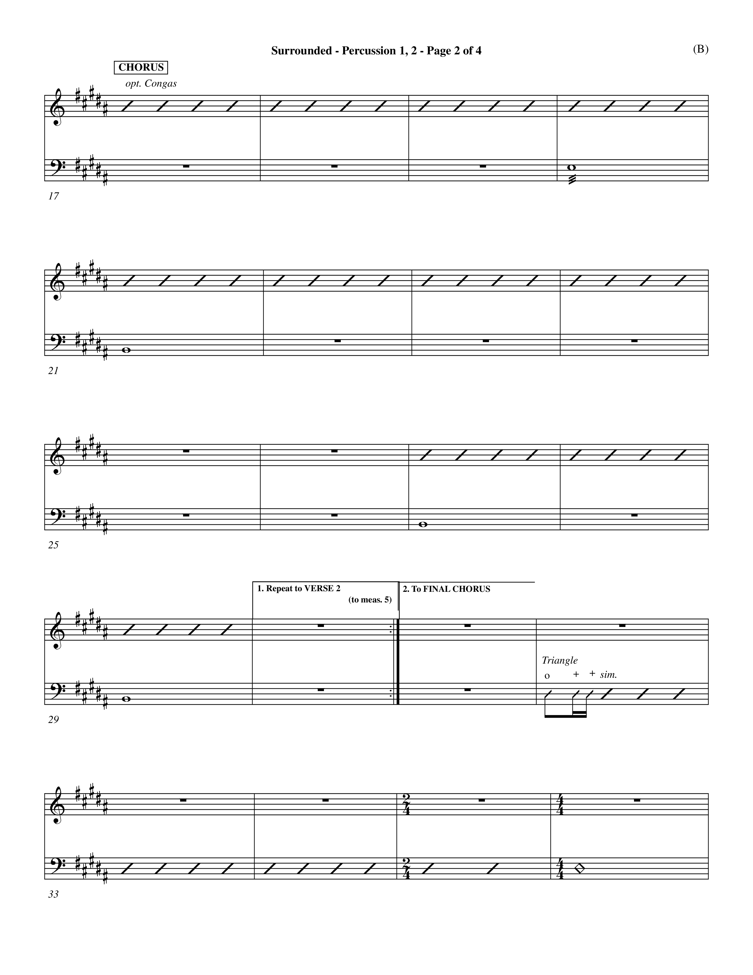 Surrounded (Choral Anthem SATB) Percussion 1/2 (Word Music Choral / Orch. Dave Williamson)