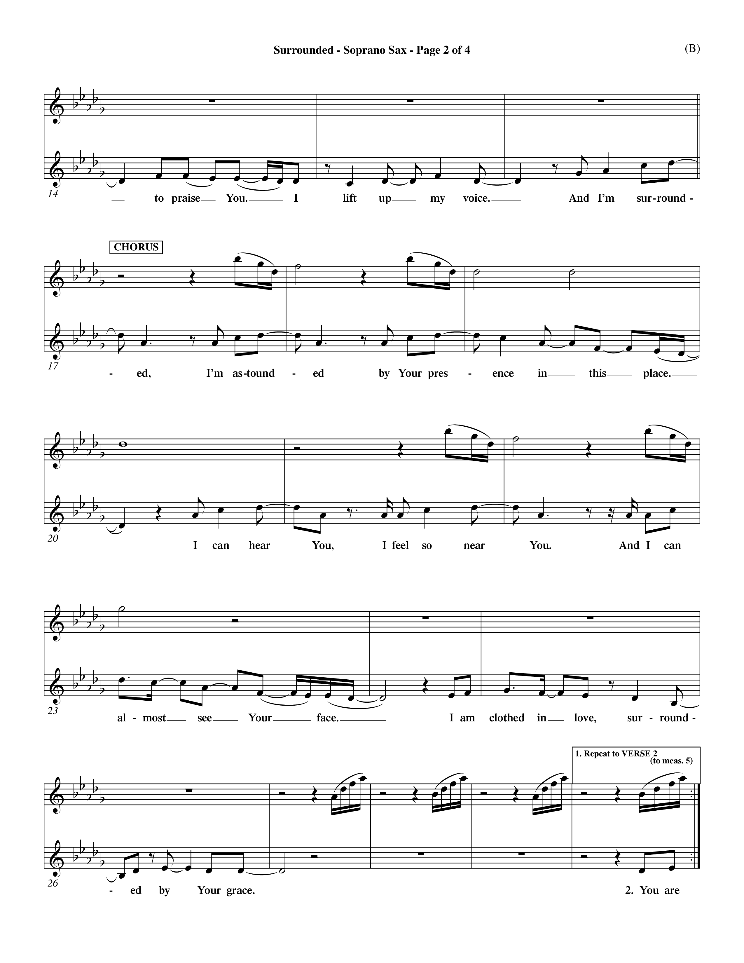 Surrounded (Choral Anthem SATB) Saxophone (Word Music Choral / Orch. Dave Williamson)