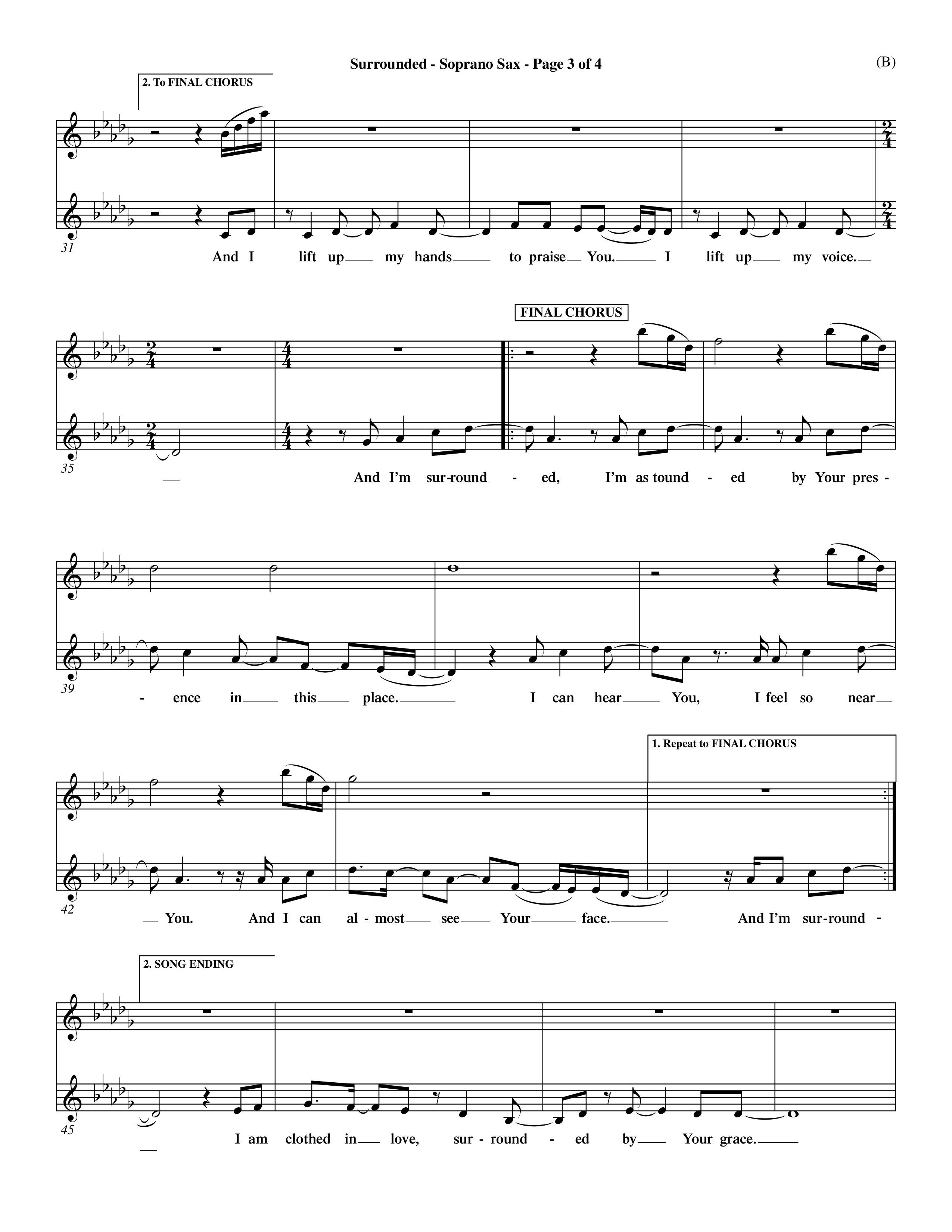 Surrounded (Choral Anthem SATB) Saxophone (Word Music Choral / Orch. Dave Williamson)