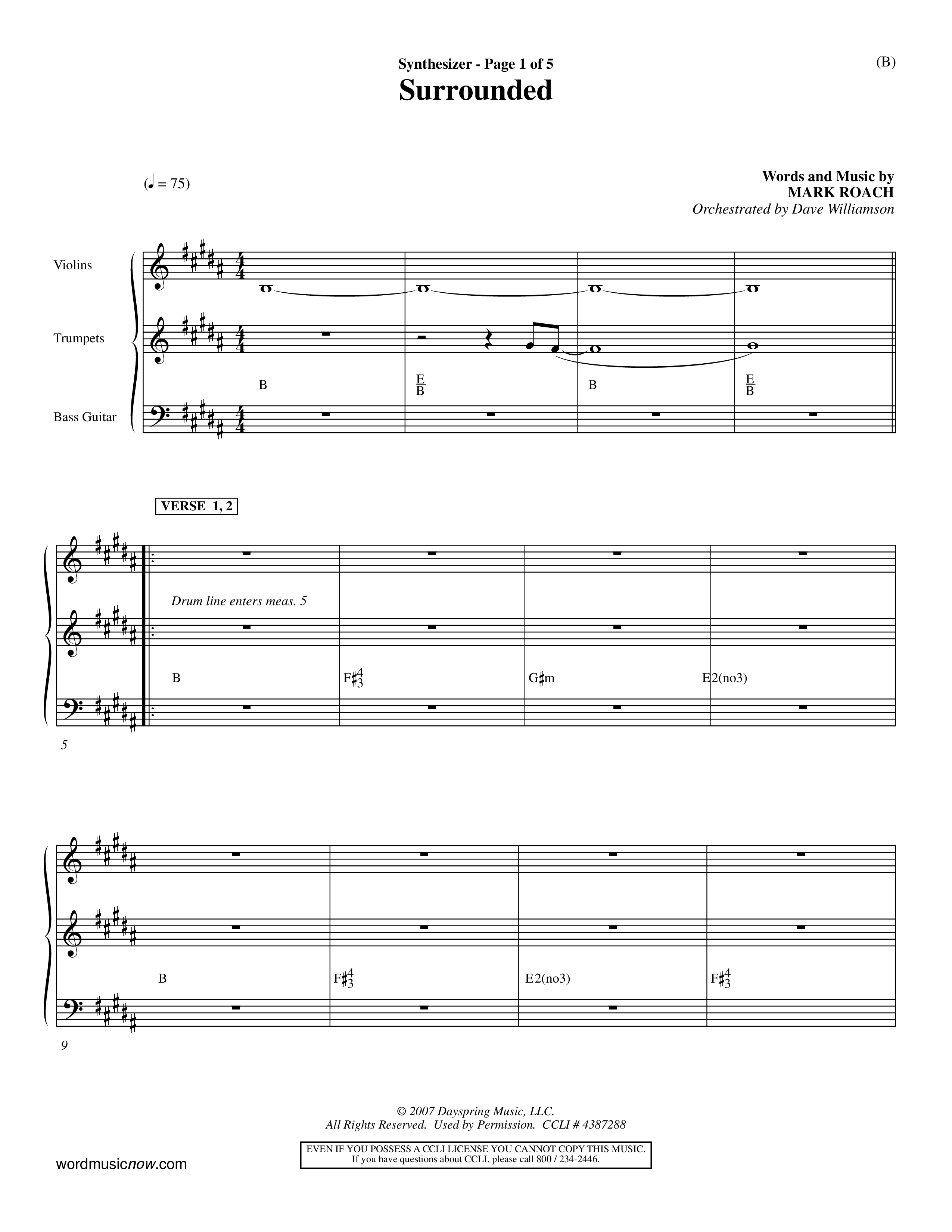 Surrounded (Choral Anthem SATB) Synth (Word Music Choral / Orch. Dave Williamson)