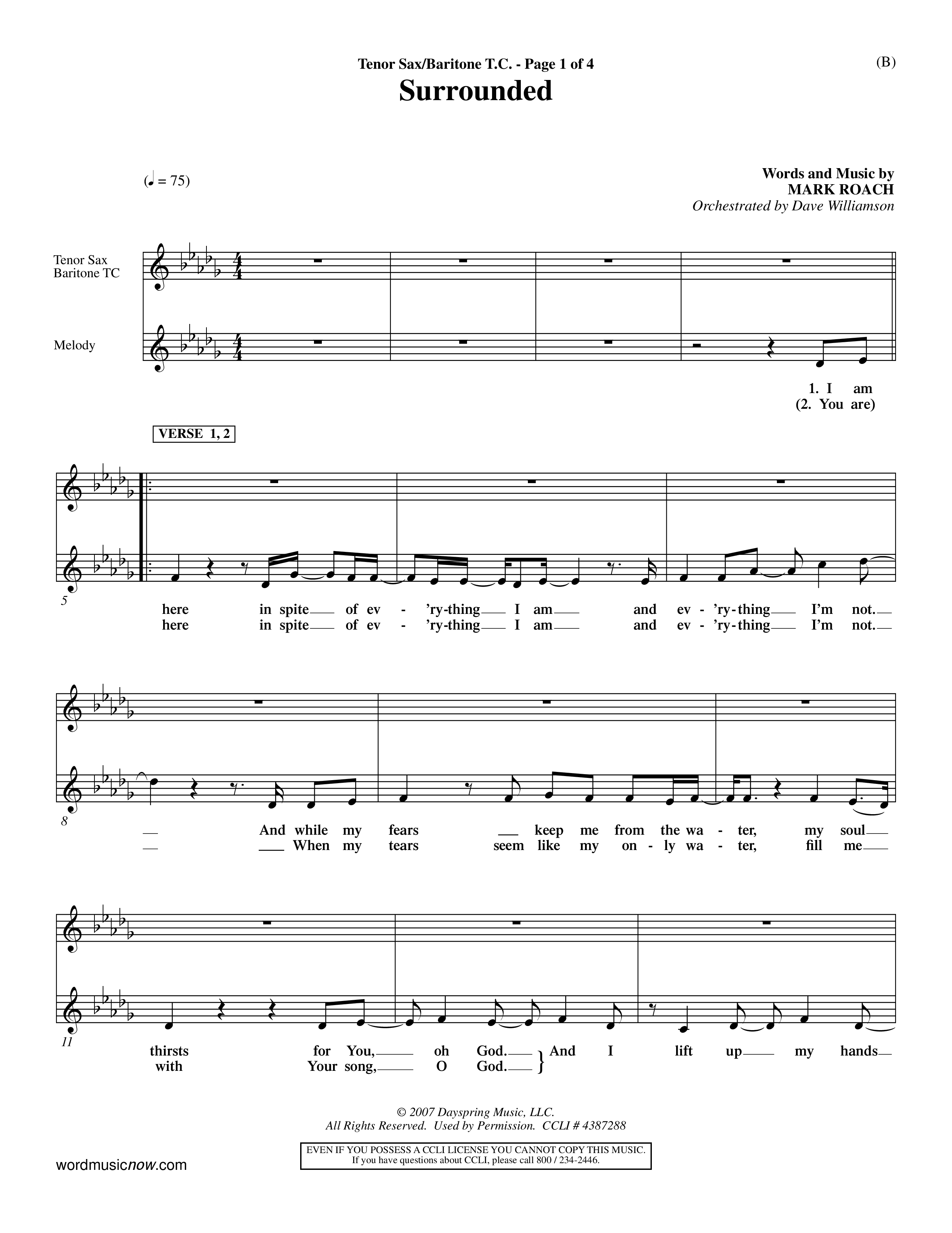 Surrounded (Choral Anthem SATB) Tenor Sax/Baritone T.C. (Word Music Choral / Orch. Dave Williamson)