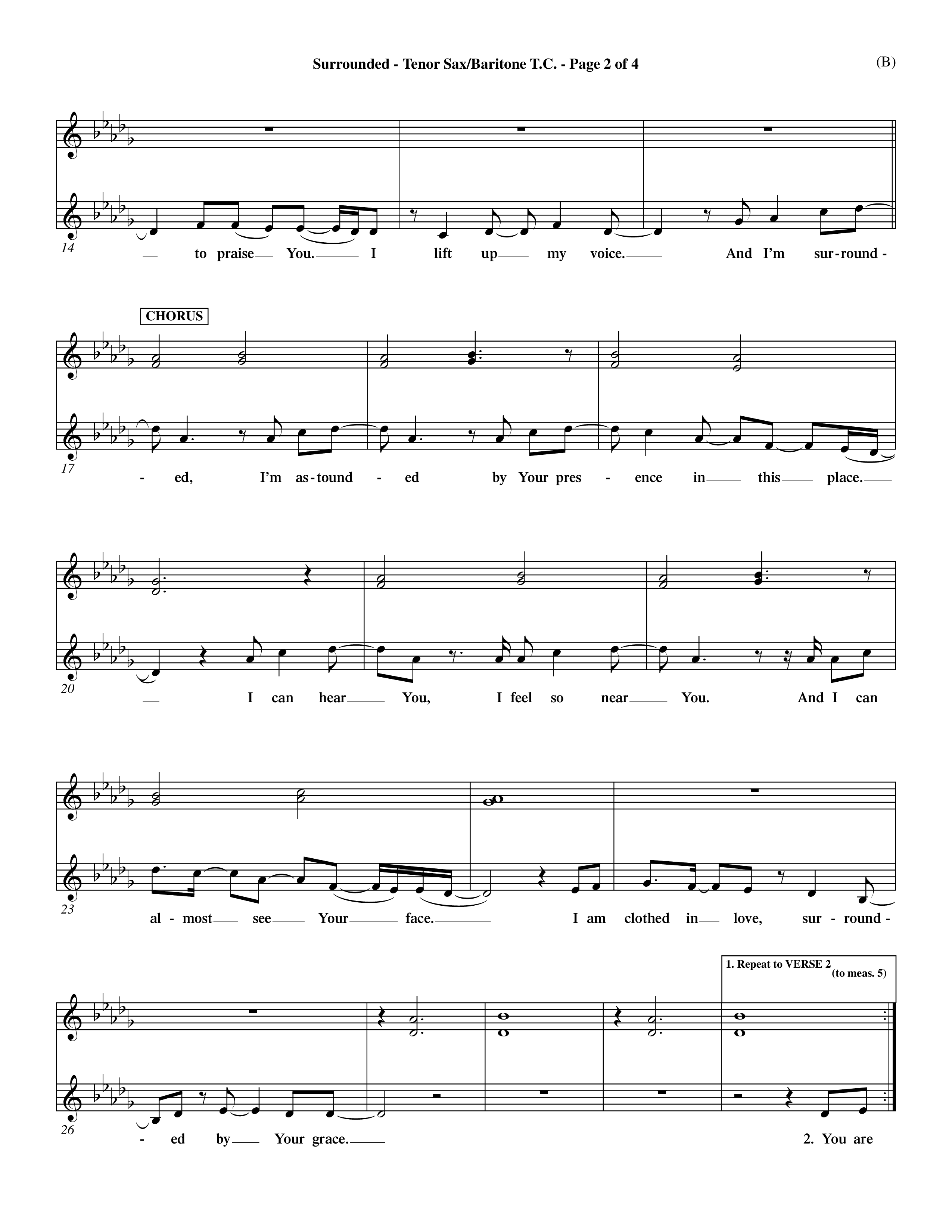 Surrounded (Choral Anthem SATB) Tenor Sax/Baritone T.C. (Word Music Choral / Orch. Dave Williamson)
