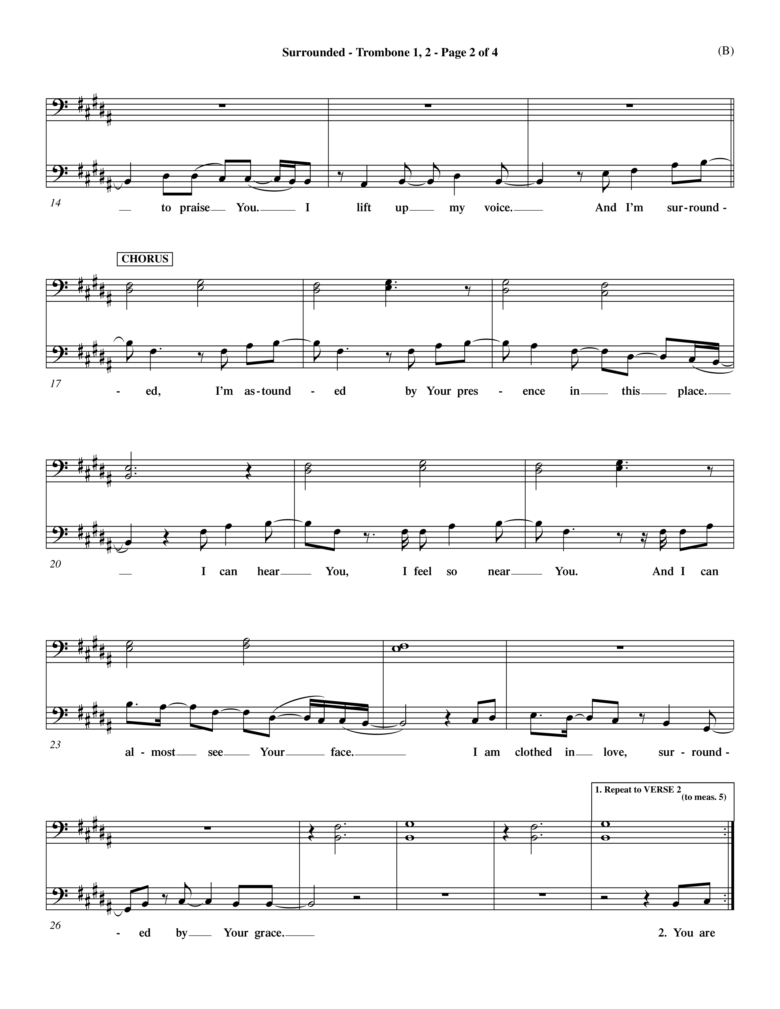 Surrounded (Choral Anthem SATB) Trombone 1/2 (Word Music Choral / Orch. Dave Williamson)