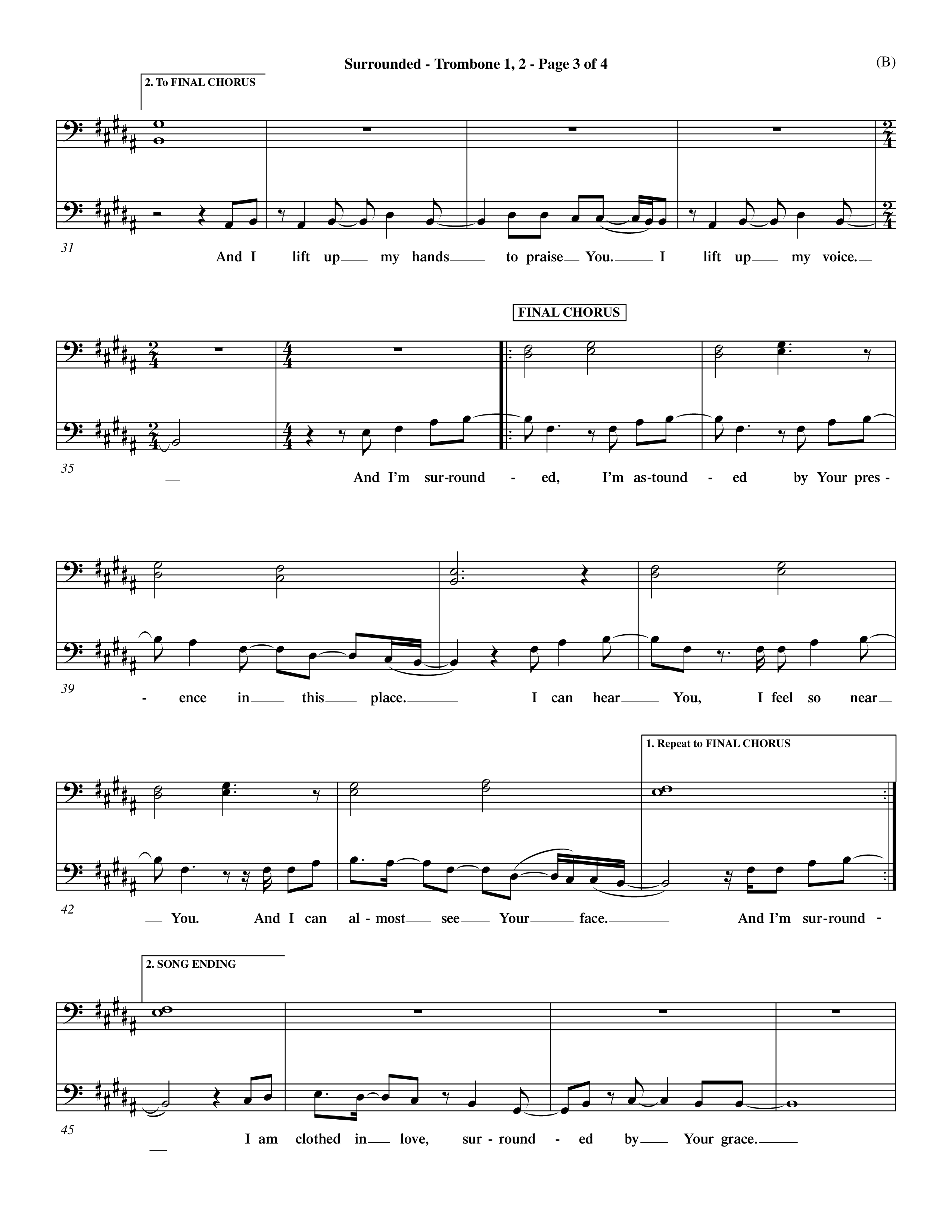 Surrounded (Choral Anthem SATB) Trombone 1/2 (Word Music Choral / Orch. Dave Williamson)