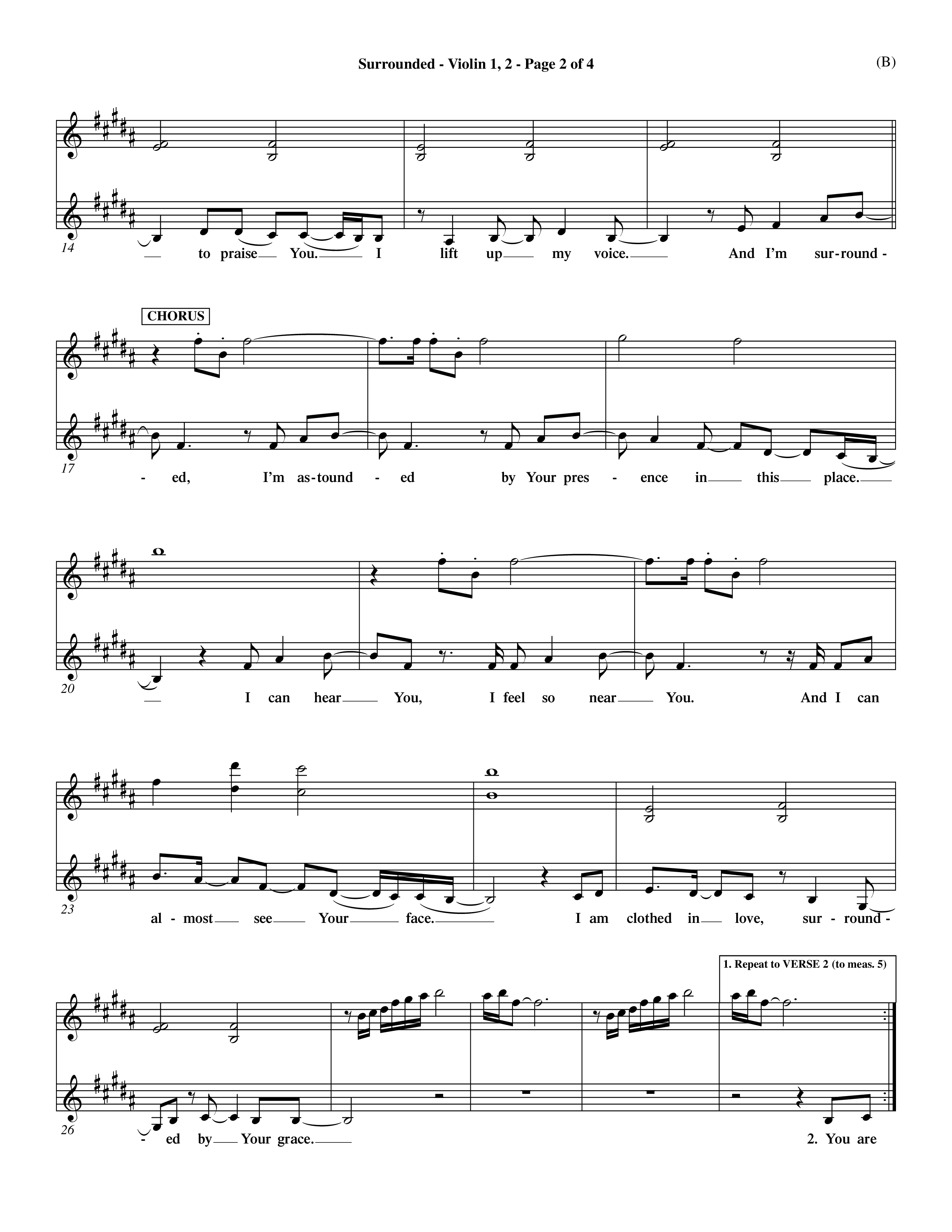 Surrounded (Choral Anthem SATB) Violin 1/2 (Word Music Choral / Orch. Dave Williamson)