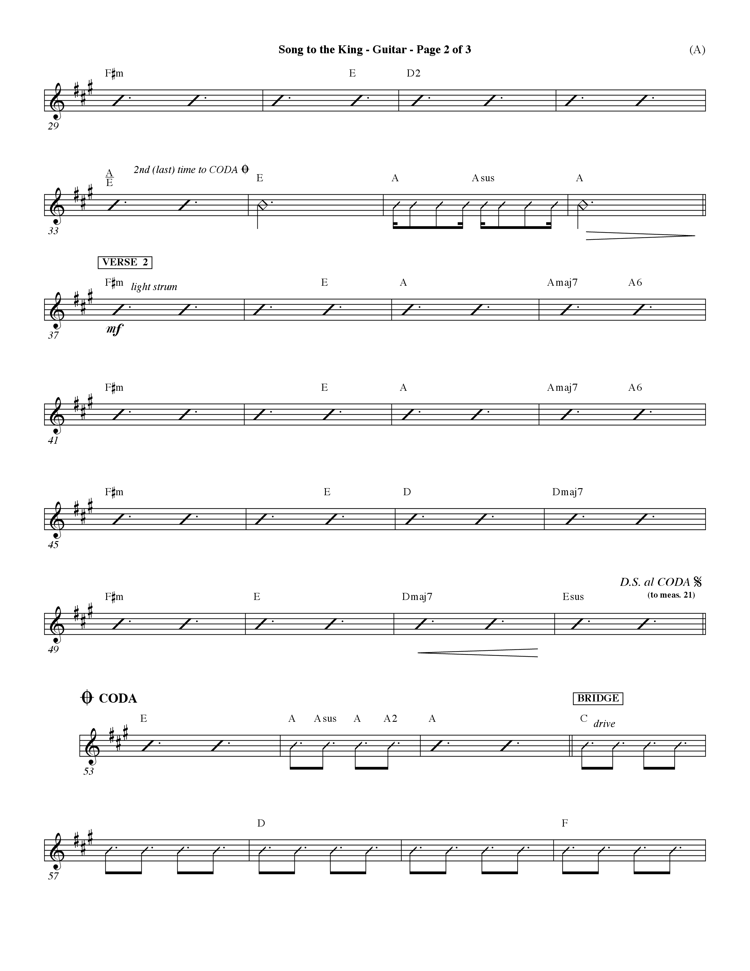 Song To The King (Choral Anthem SATB) Acoustic Guitar (Word Music Choral / Orch. Dave Williamson)
