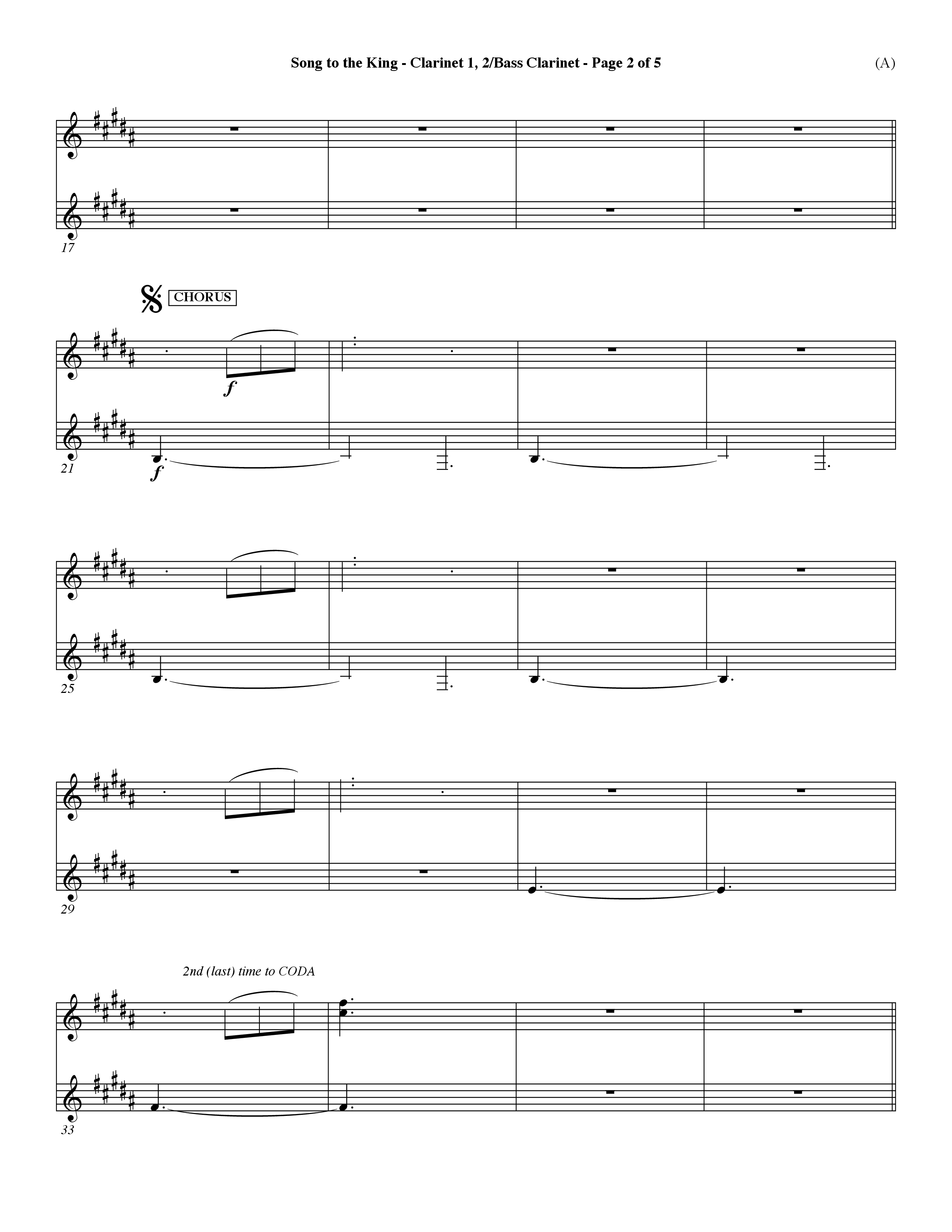 Song To The King (Choral Anthem SATB) Clarinet 1/2, Bass Clarinet (Word Music Choral / Orch. Dave Williamson)