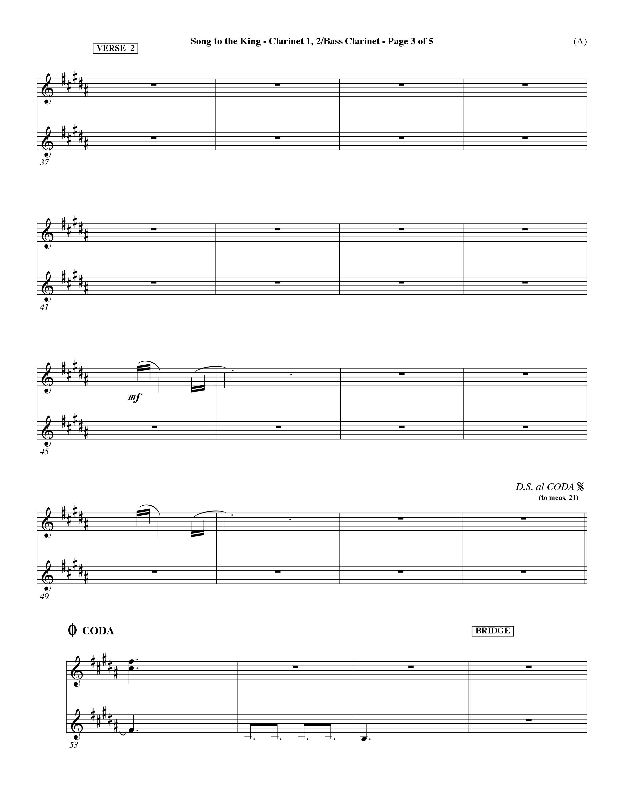 Song To The King (Choral Anthem SATB) Clarinet 1/2, Bass Clarinet (Word Music Choral / Orch. Dave Williamson)