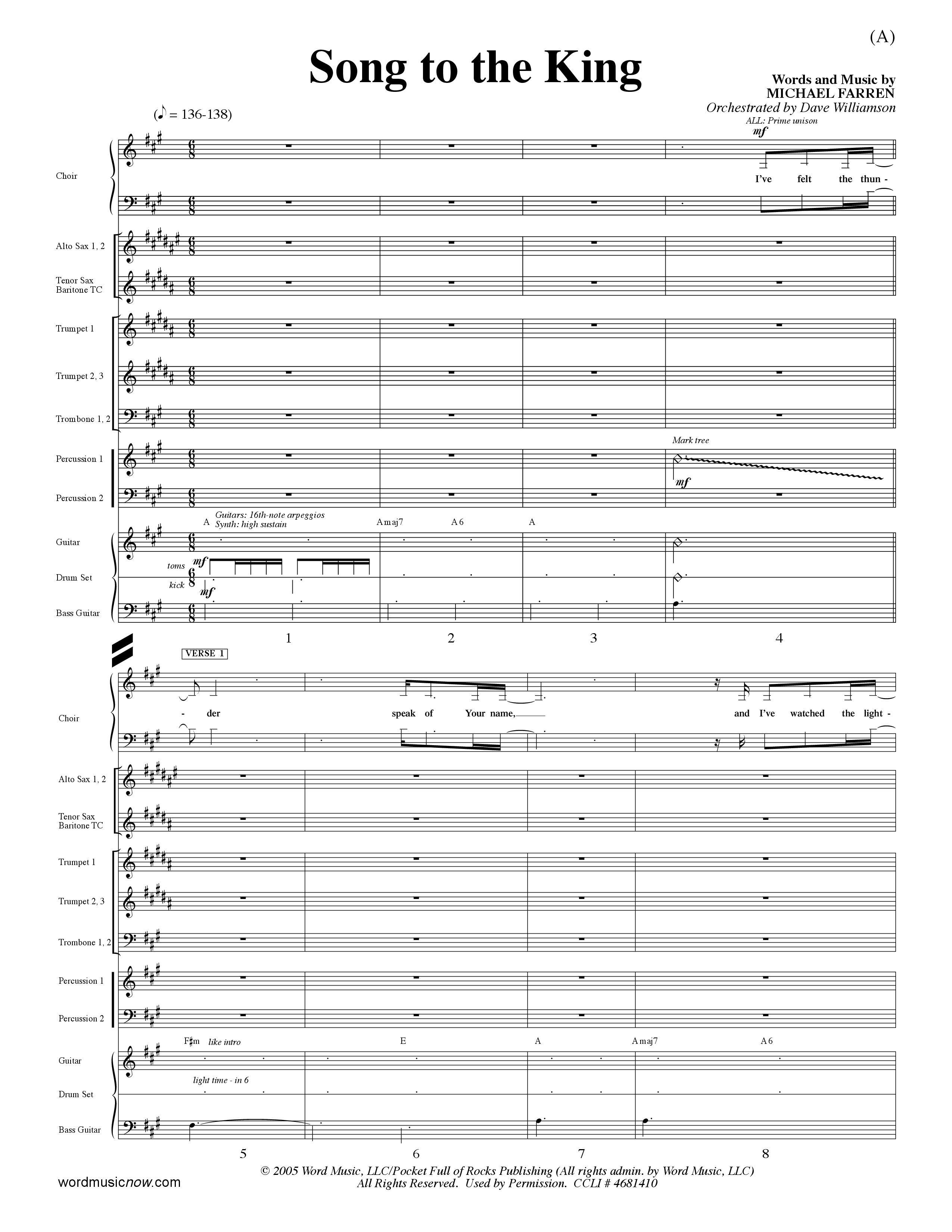 Song To The King (Choral Anthem SATB) Conductor's Score (Word Music Choral / Orch. Dave Williamson)