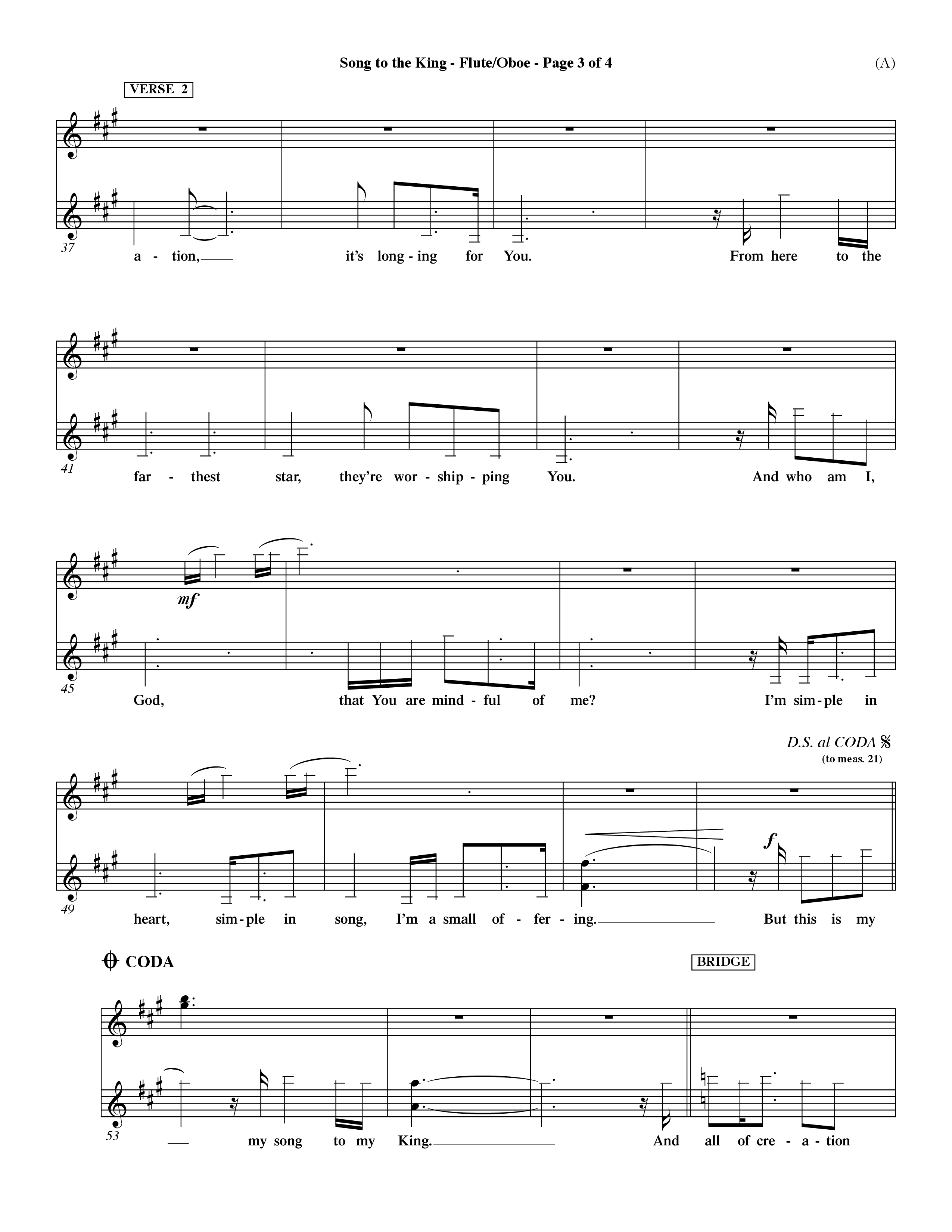 Song To The King (Choral Anthem SATB) Flute/Oboe (Word Music Choral / Orch. Dave Williamson)